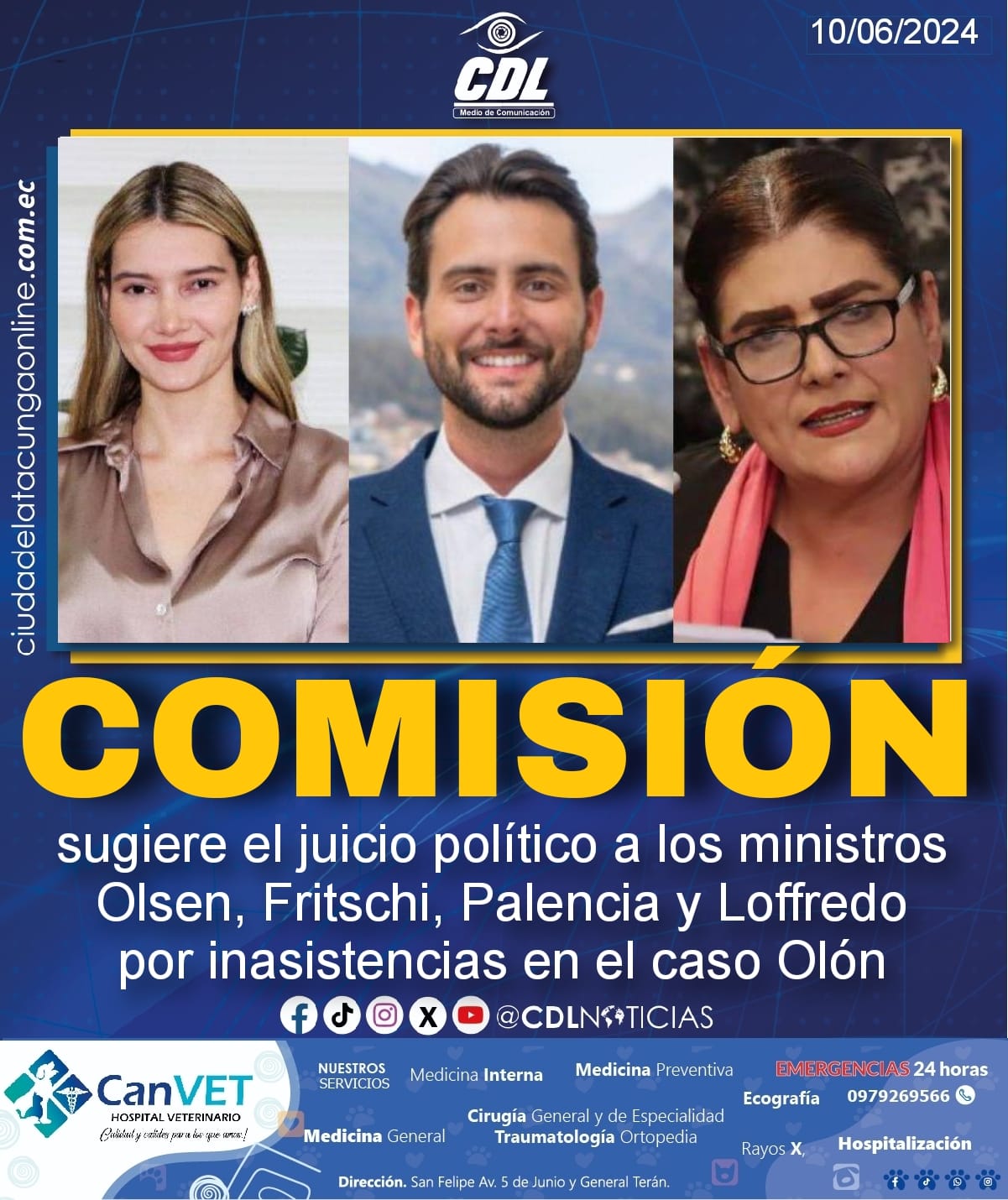 Una comisión sugiere el juicio político a los ministros Olsen, Fritschi, Palencia y Loffredo por inasistencias en el caso Olón