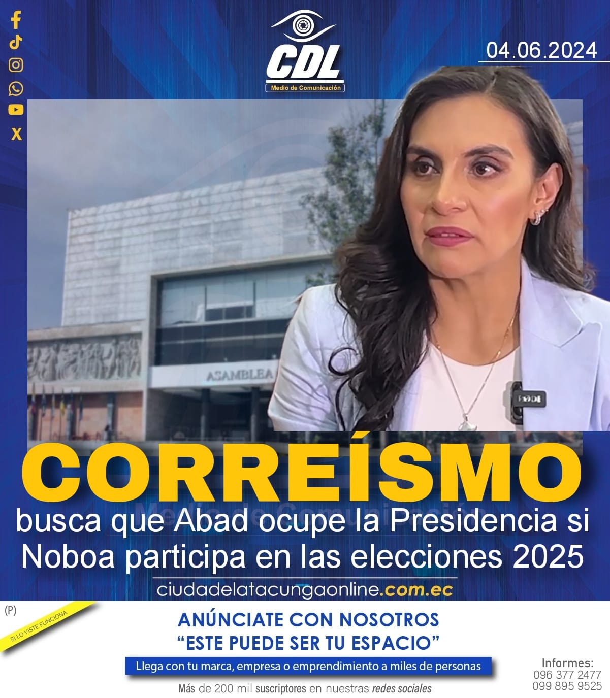 Asamblea: el correísmo busca que Abad ocupe la Presidencia si Noboa participa en las elecciones 2025