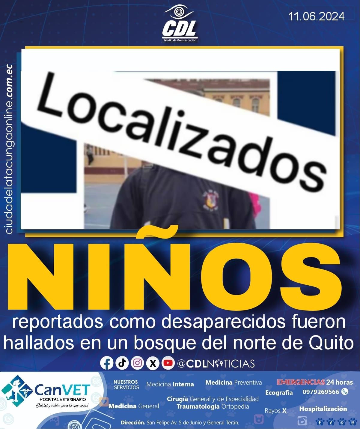 Niños reportados como desaparecidos fueron hallados en un bosque del norte de Quito
