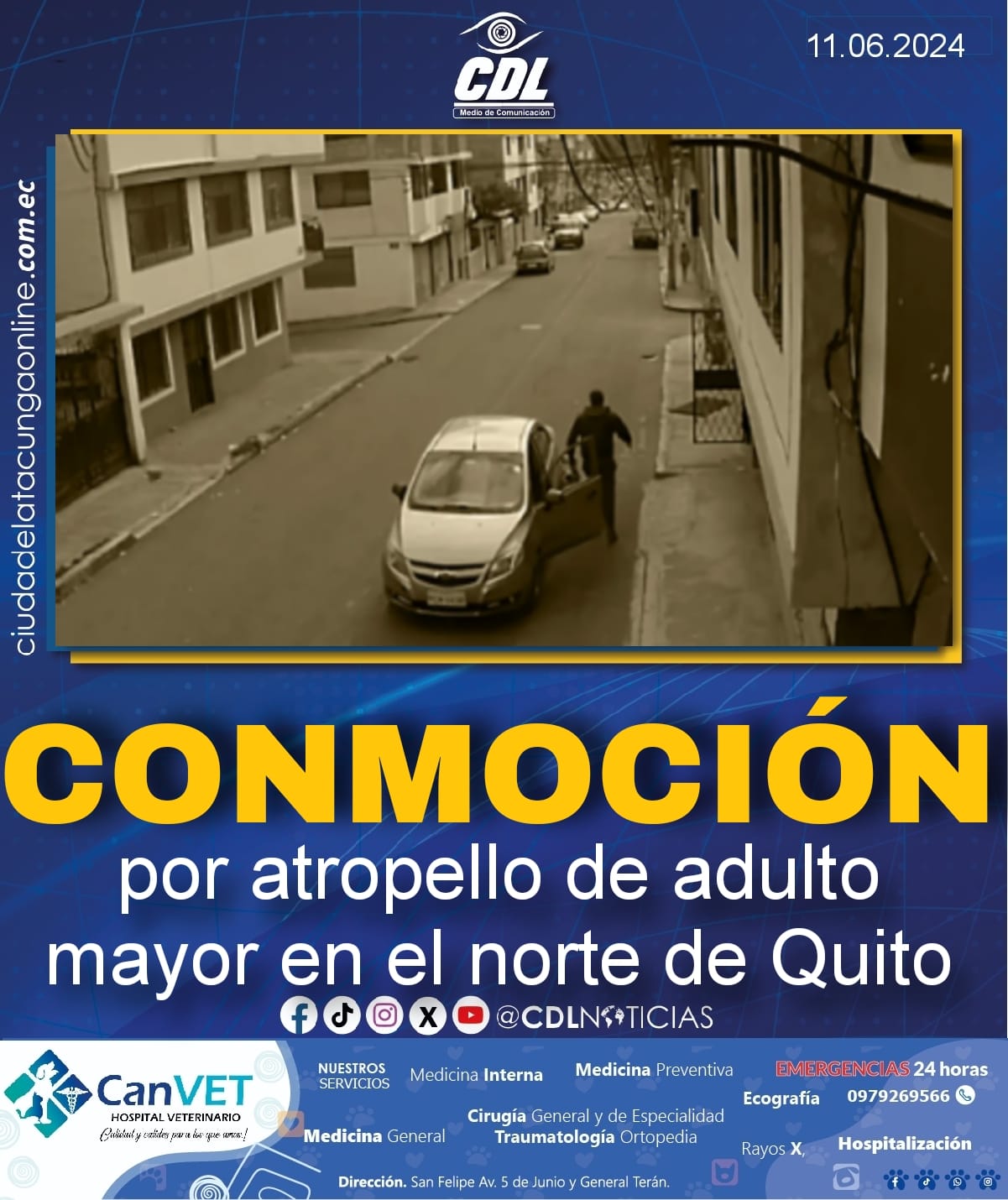 Conmoción por atropello de adulto mayor en el norte de Quito