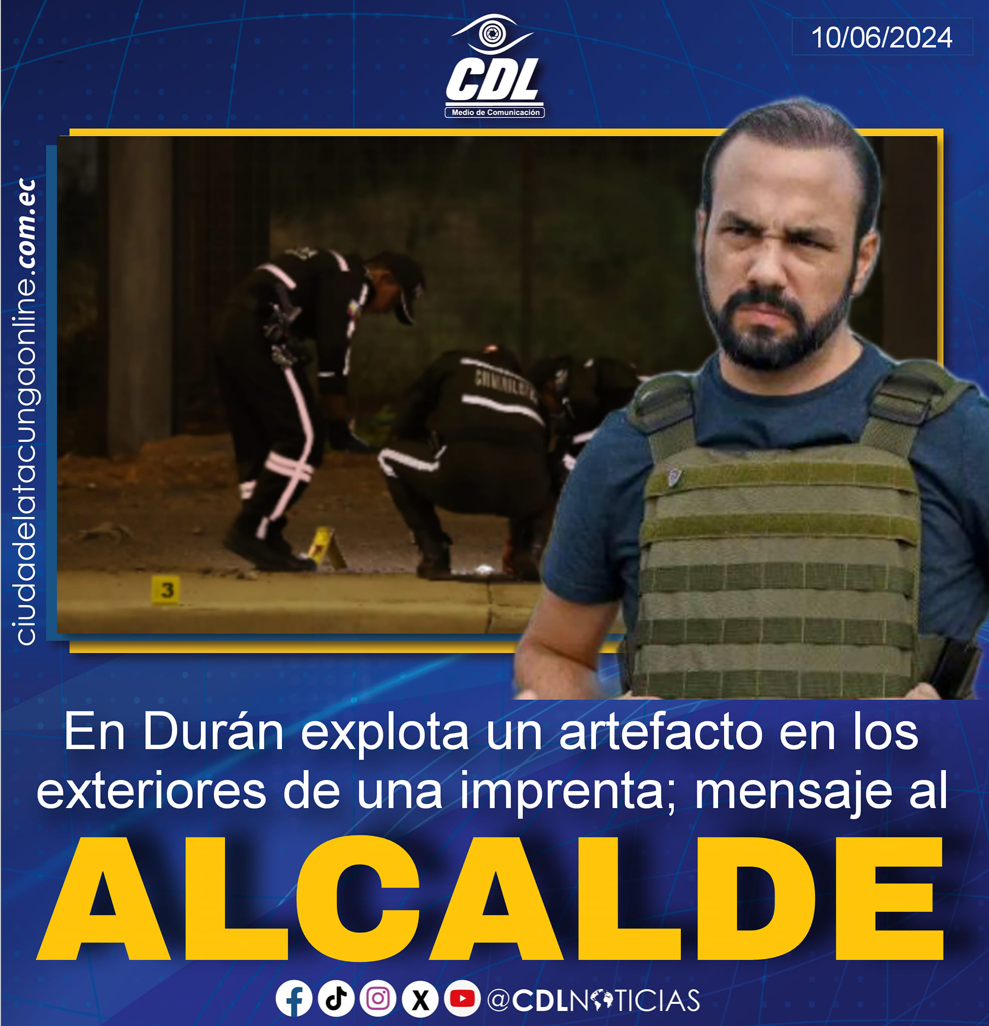 En Durán explota un artefacto en los exteriores de una imprenta; mensaje al Alcalde