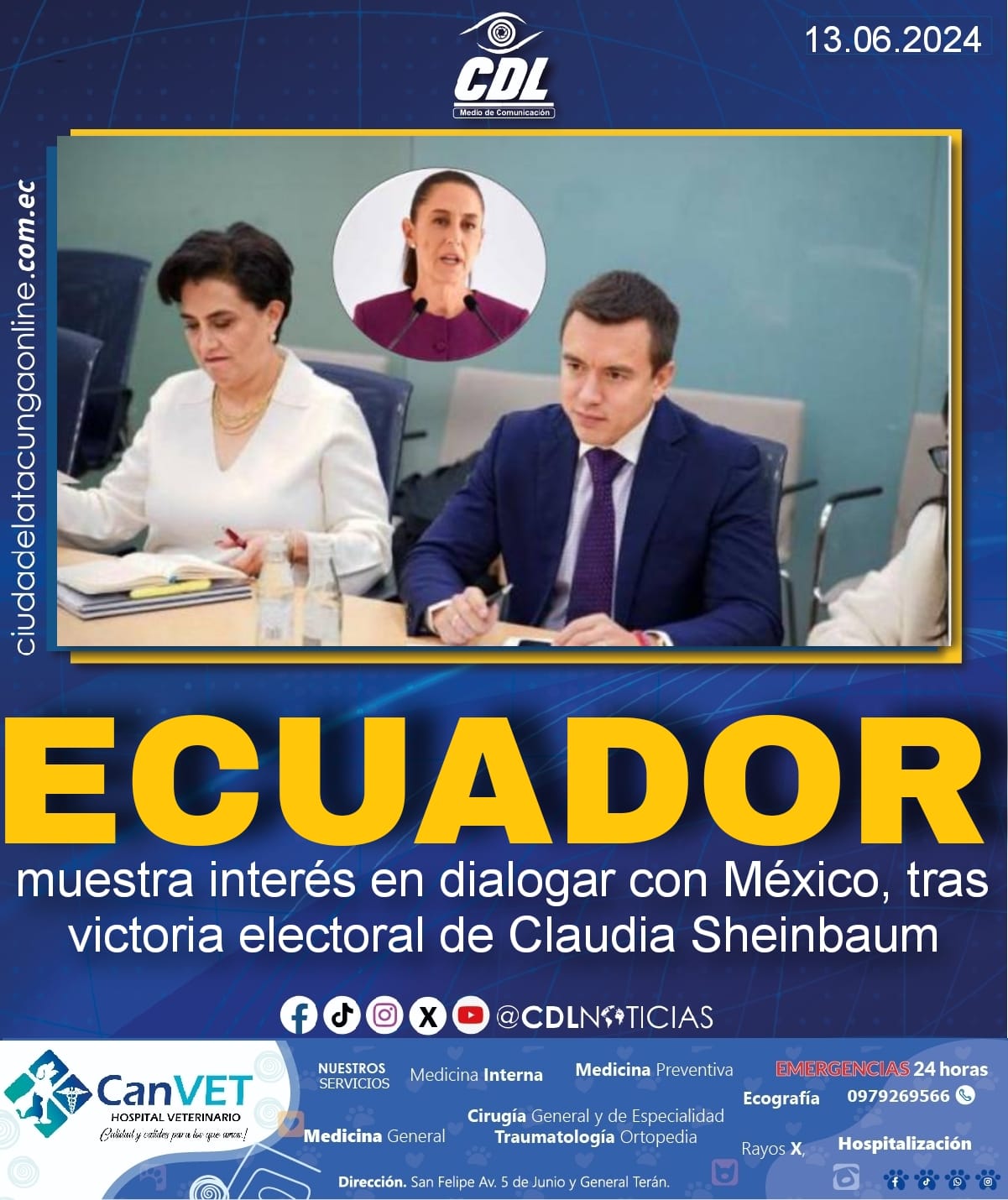 Ecuador muestra interés en dialogar con México, tras victoria electoral de Claudia Sheinbaum