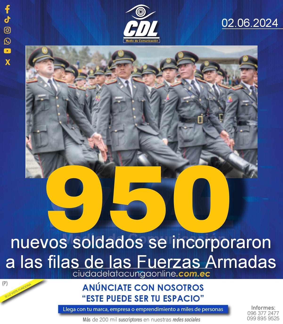 950 nuevos soldados se incorporaron a las filas de las Fuerzas Armadas