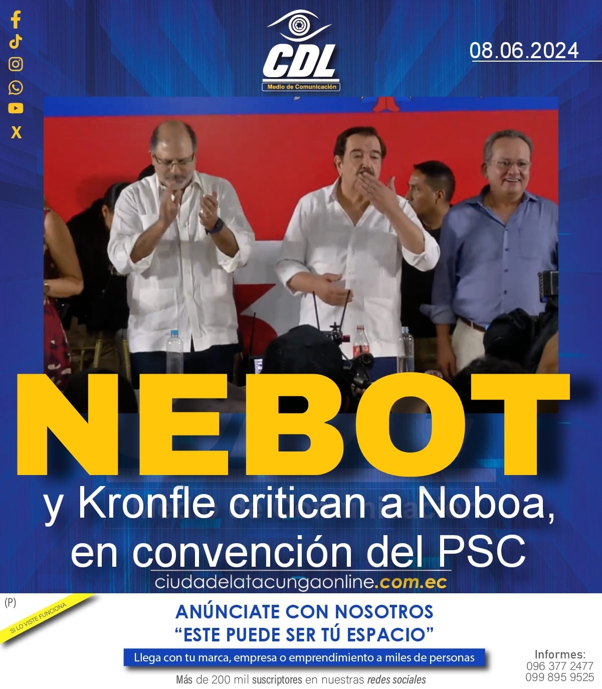 Nebot y Kronfle critican a Noboa, en convención del PSC