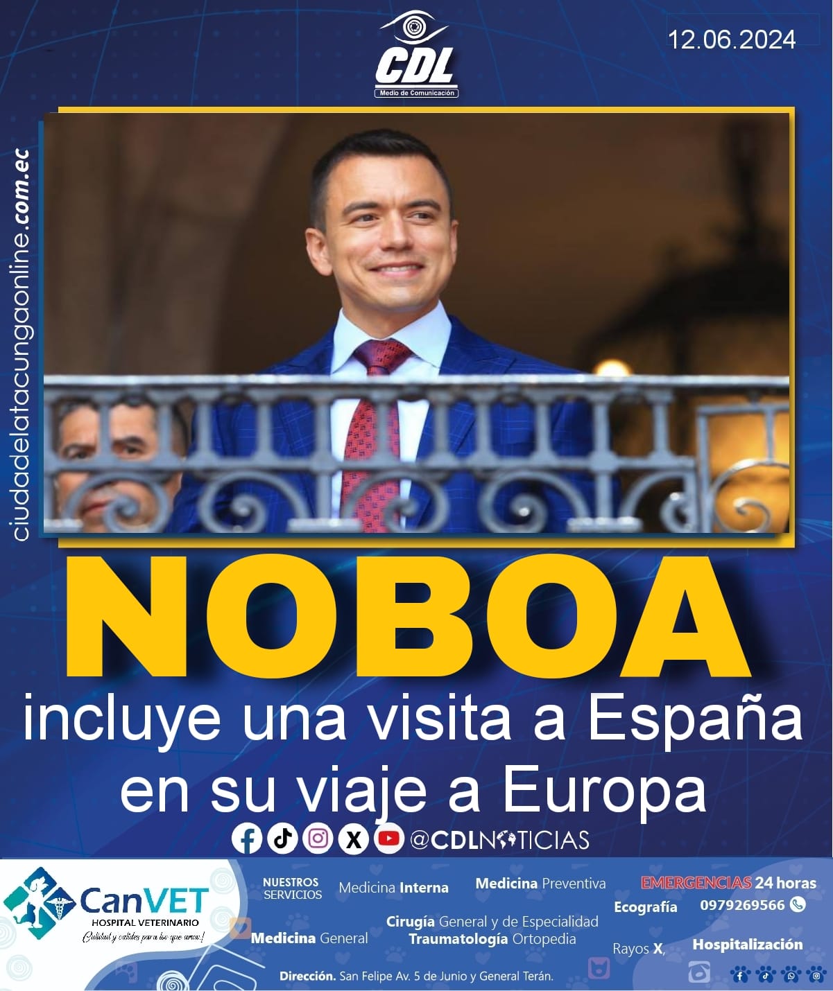 Noboa incluye una visita a España en su viaje a Europa