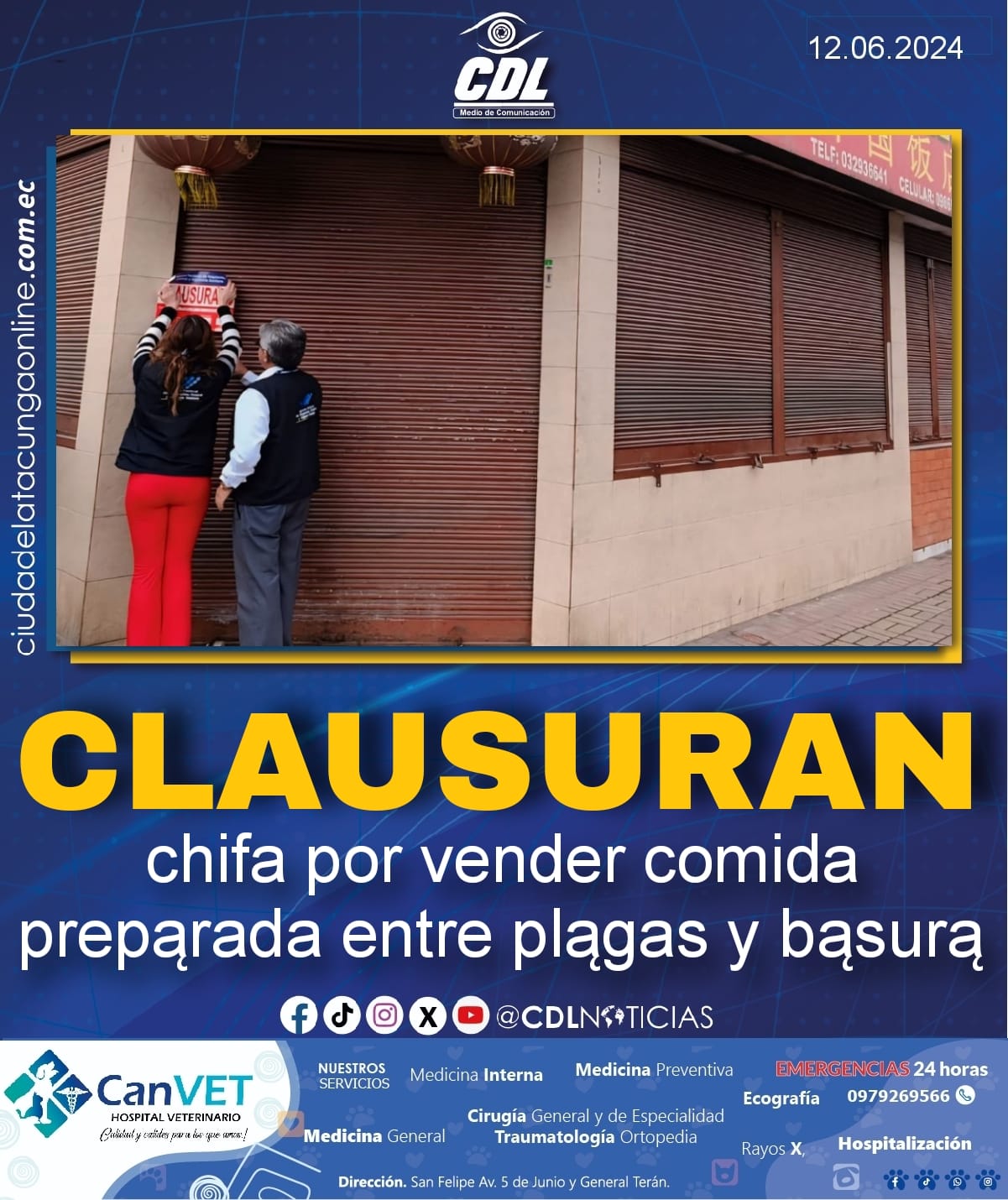 Clausuran chifa por vender comida preparada entre plagas y basura