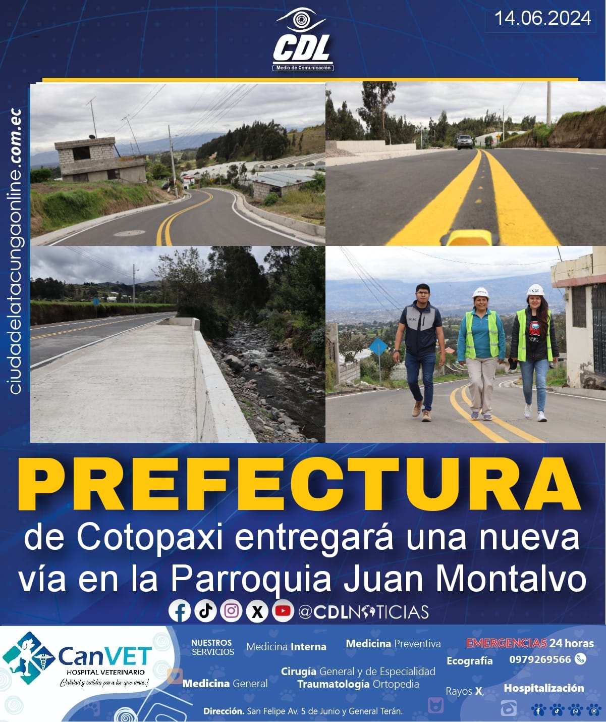 Prefectura de Cotopaxi entregará una nueva vía en la Parroquia Juan Montalvo