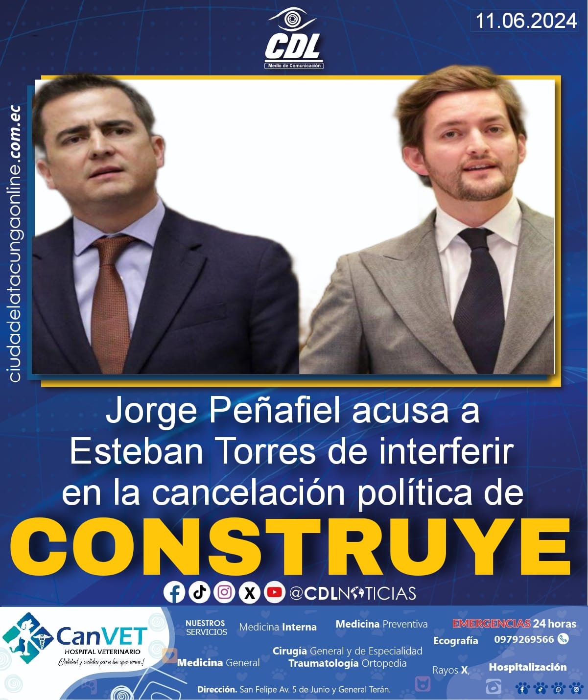 Jorge Peñafiel acusa a Esteban Torres de interferir en la cancelación política de Construye