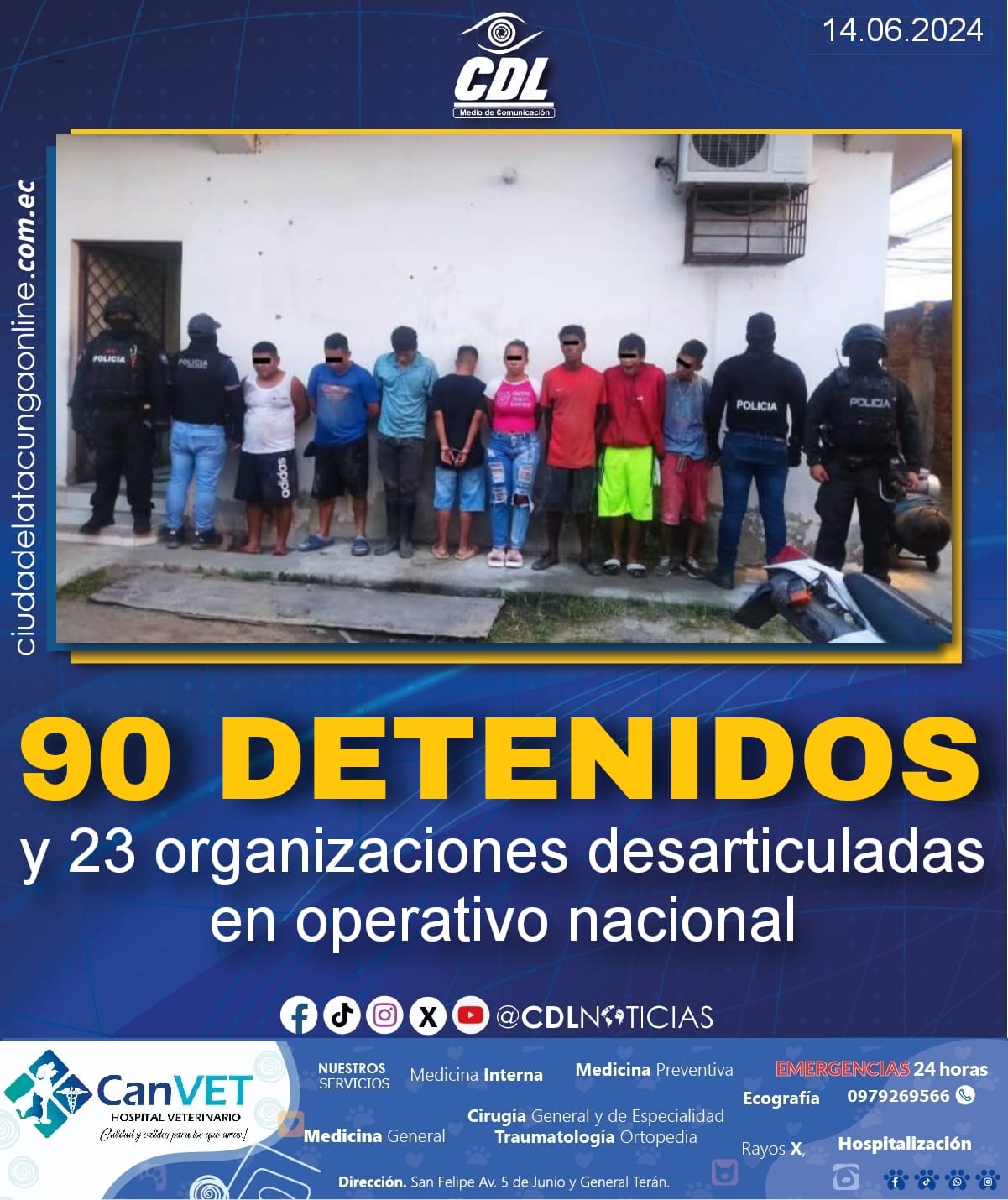 90 detenidos y 23 organizaciones desarticuladas en operativo nacional