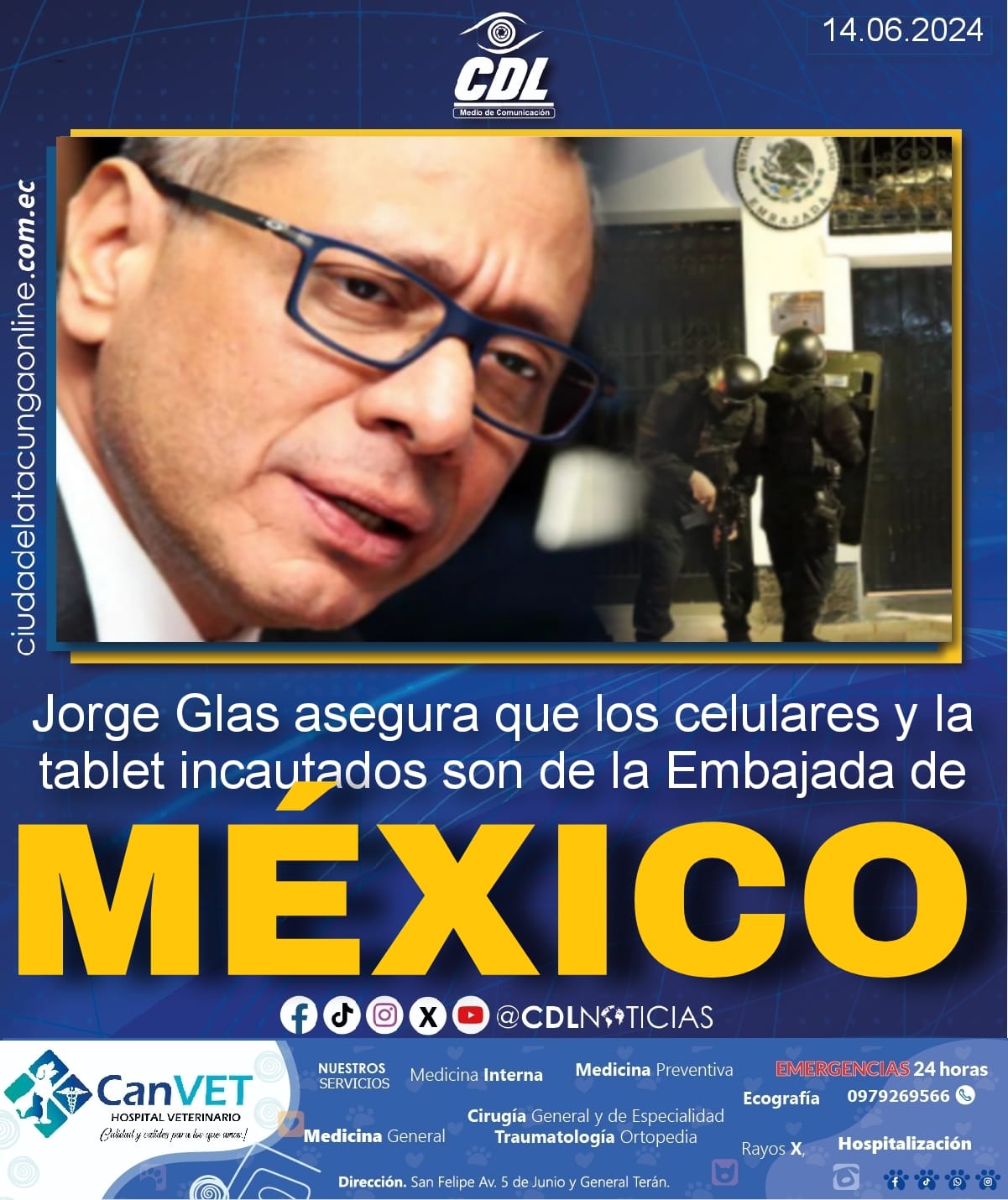 Jorge Glas asegura que los celulares y la tablet incautados son de la Embajada de México