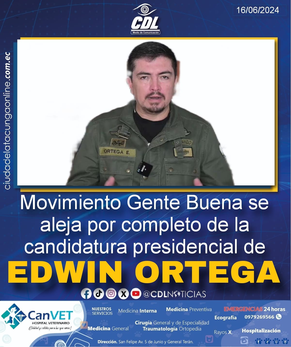 Movimiento Gente Buena se aleja por completo de la candidatura presidencial de Edwin Ortega