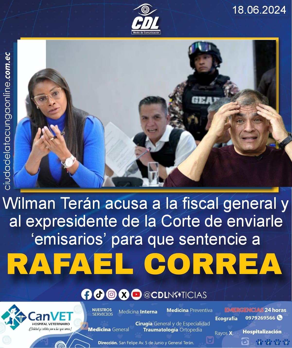 Wilman Terán acusa a la fiscal general y al expresidente de la Corte de enviarle ‘emisarios’ para que sentencie a Rafael Correa