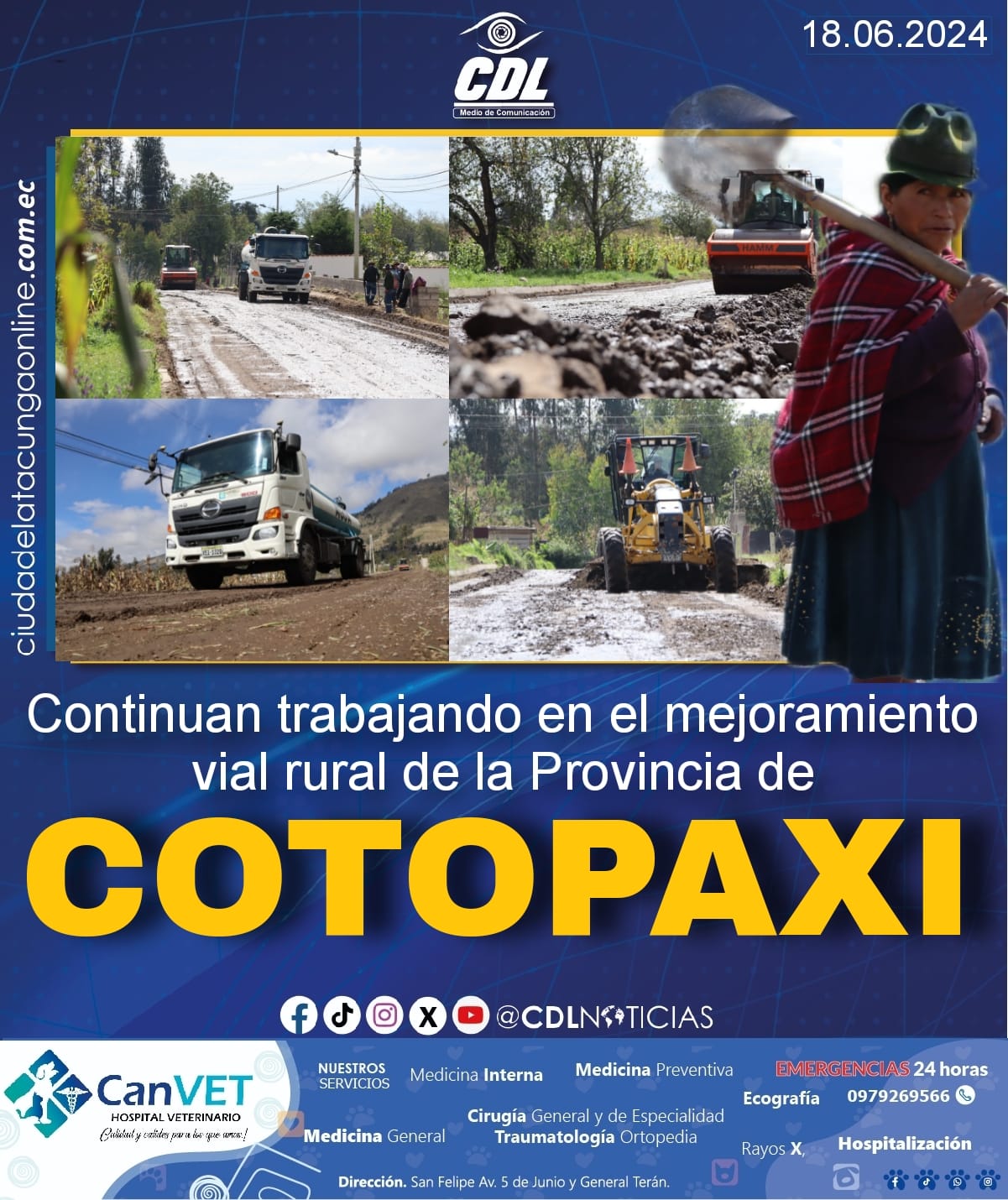 Continuan trabajando en el mejoramiento vial rural de la Provincia de Cotopaxi