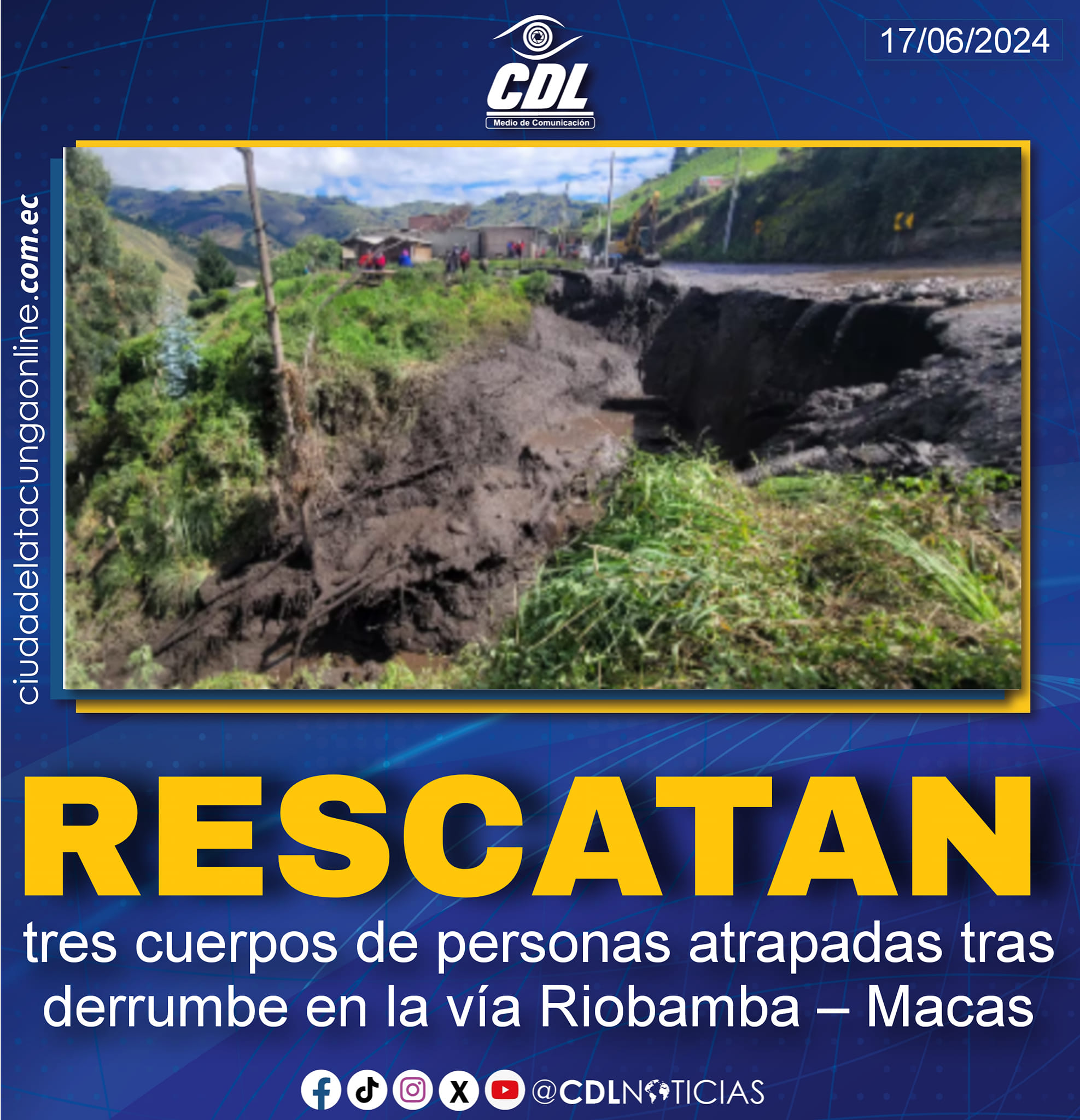 Rescatan tres cuerpos de personas atrapadas tras derrumbe en la vía Riobamba – Macas