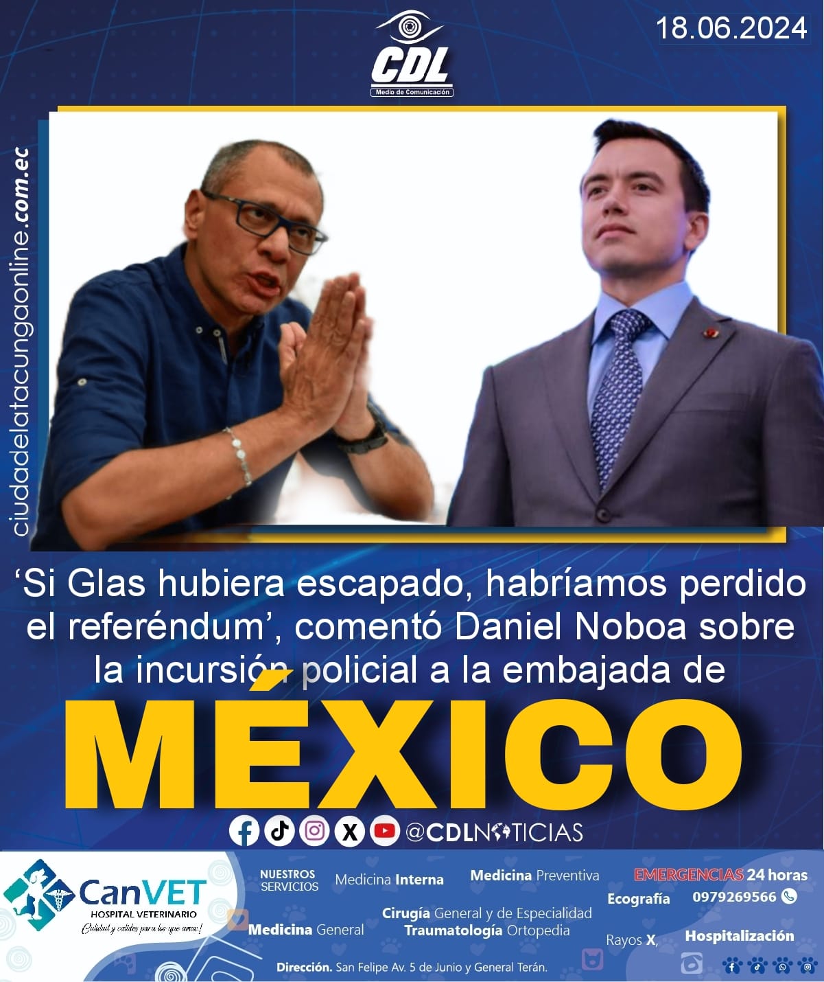 ‘Si Glas hubiera escapado, habríamos perdido el referéndum’, comentó Daniel Noboa sobre la incursión policial a la embajada de México