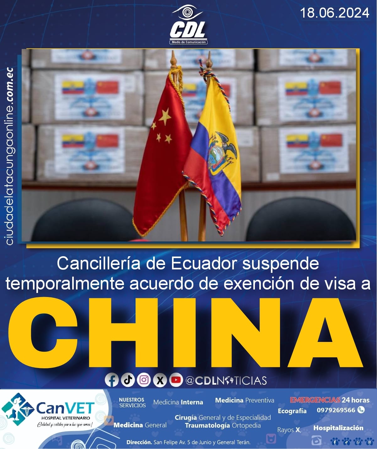 La Cancillería de Ecuador suspende temporalmente acuerdo de exención de visa a China