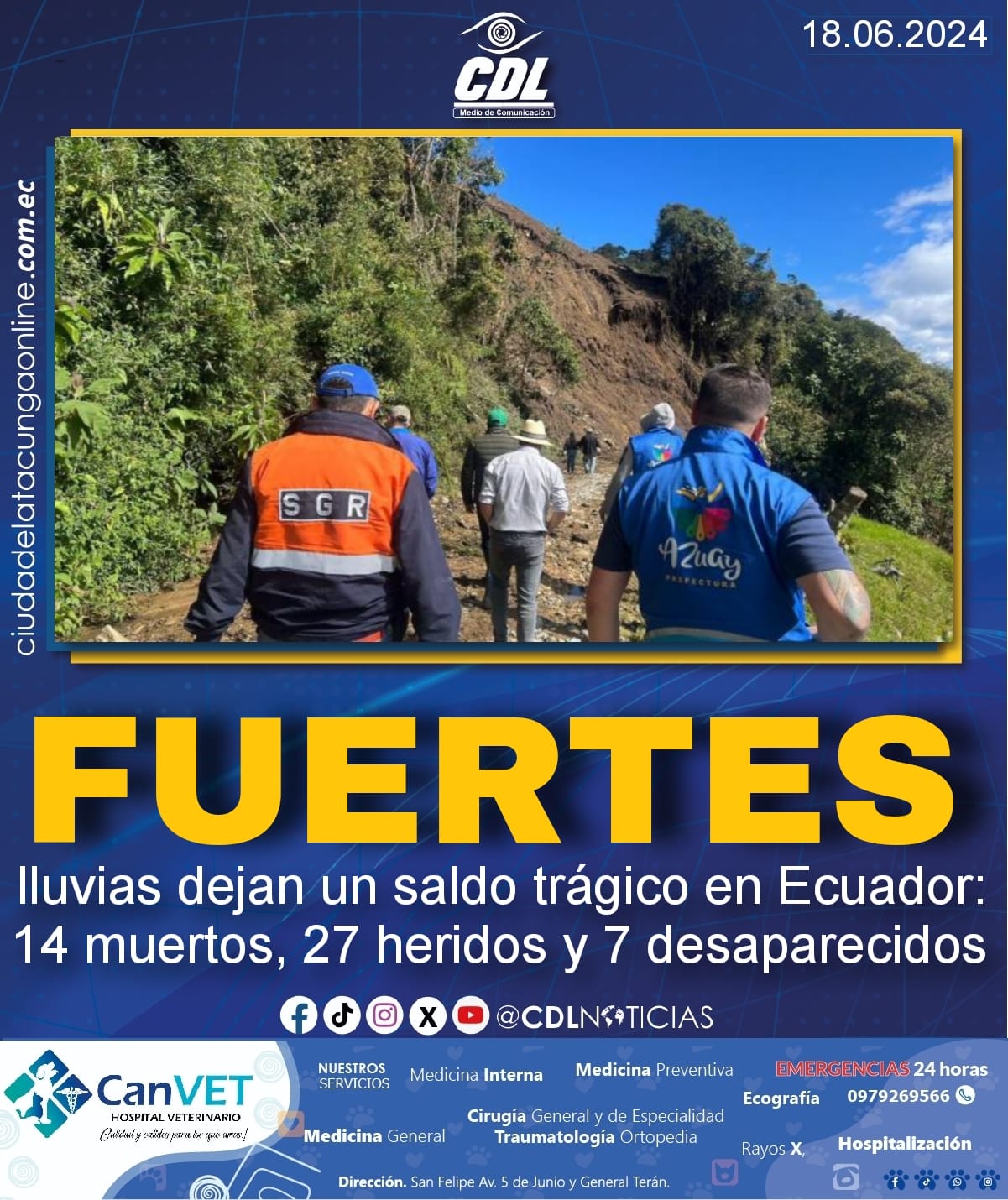 Fuertes lluvias dejan un saldo trágico en Ecuador: 14 muertos, 27 heridos y 7 desaparecidos​​