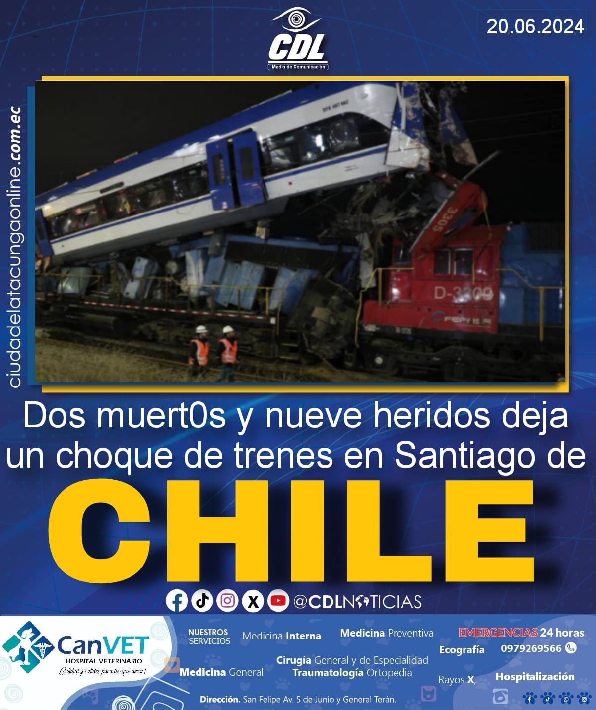 Dos muertos y nueve heridos deja un choque de trenes en Santiago de Chile