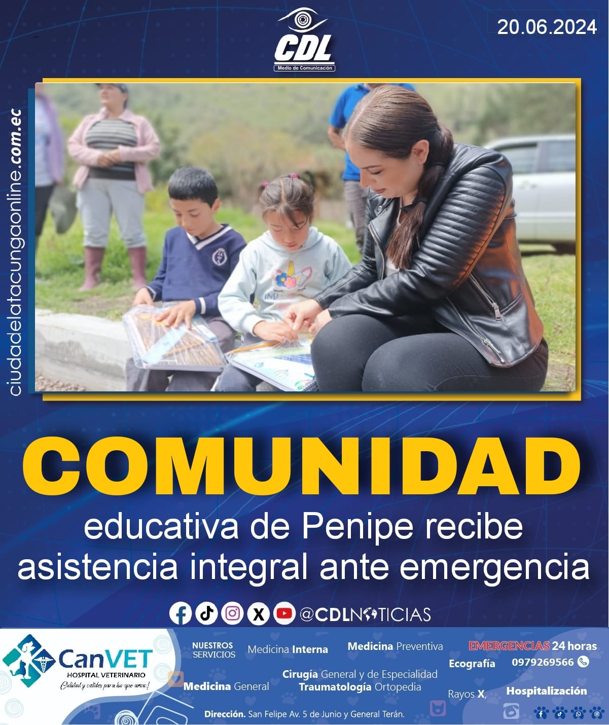 Comunidad educativa de Penipe recibe asistencia integral ante emergencia