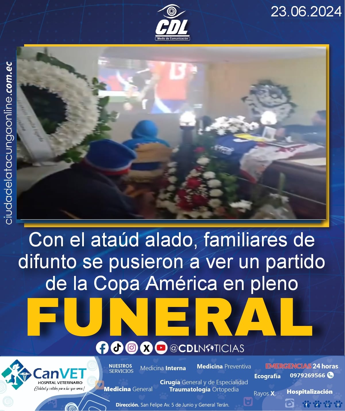 Con el ataúd alado, familiares de difunto se pusieron a ver un partido de la Copa América en pleno funeral