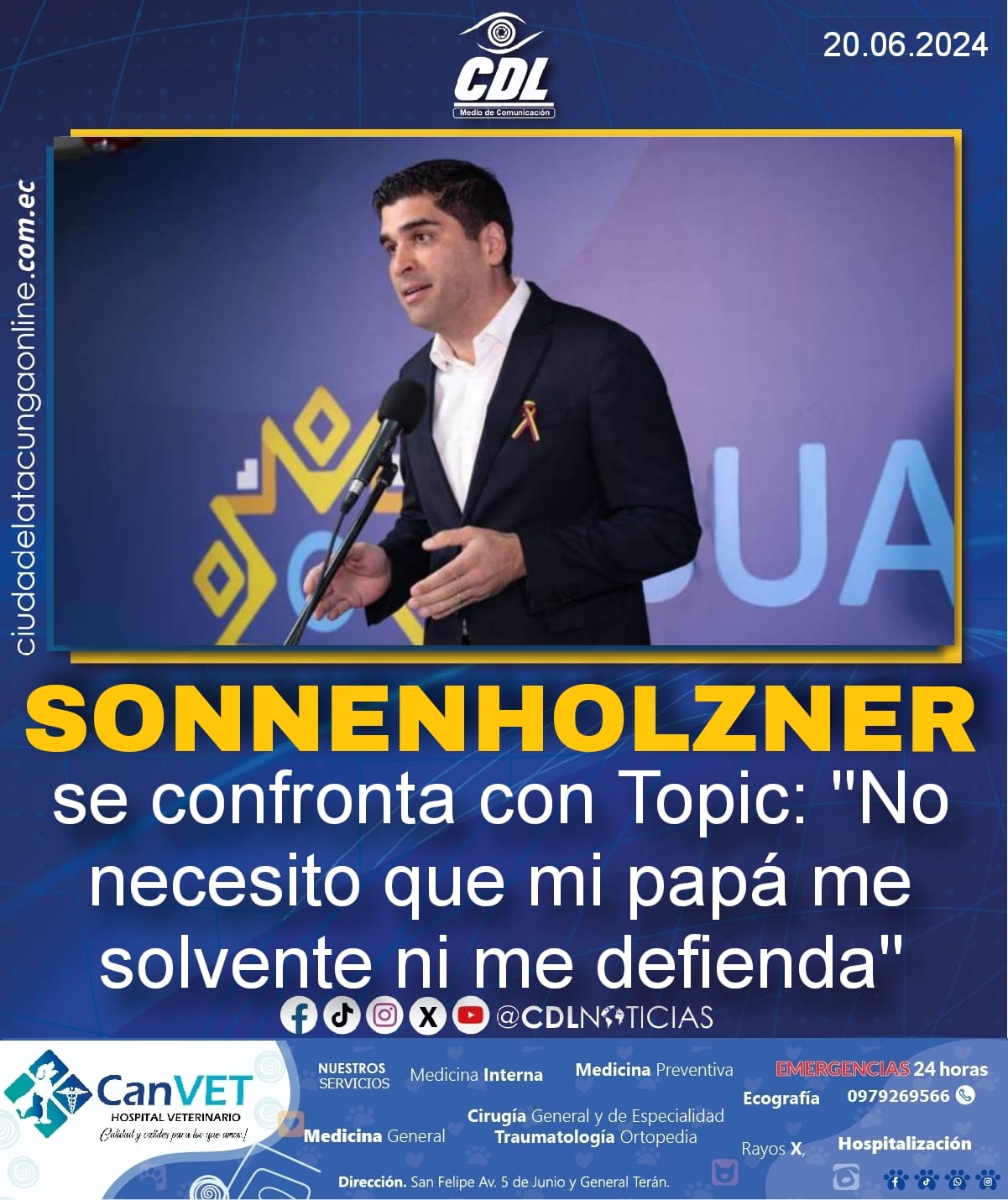 Sonnenholzner se confronta con Topic: «No necesito que mi papá me solvente ni me defienda»