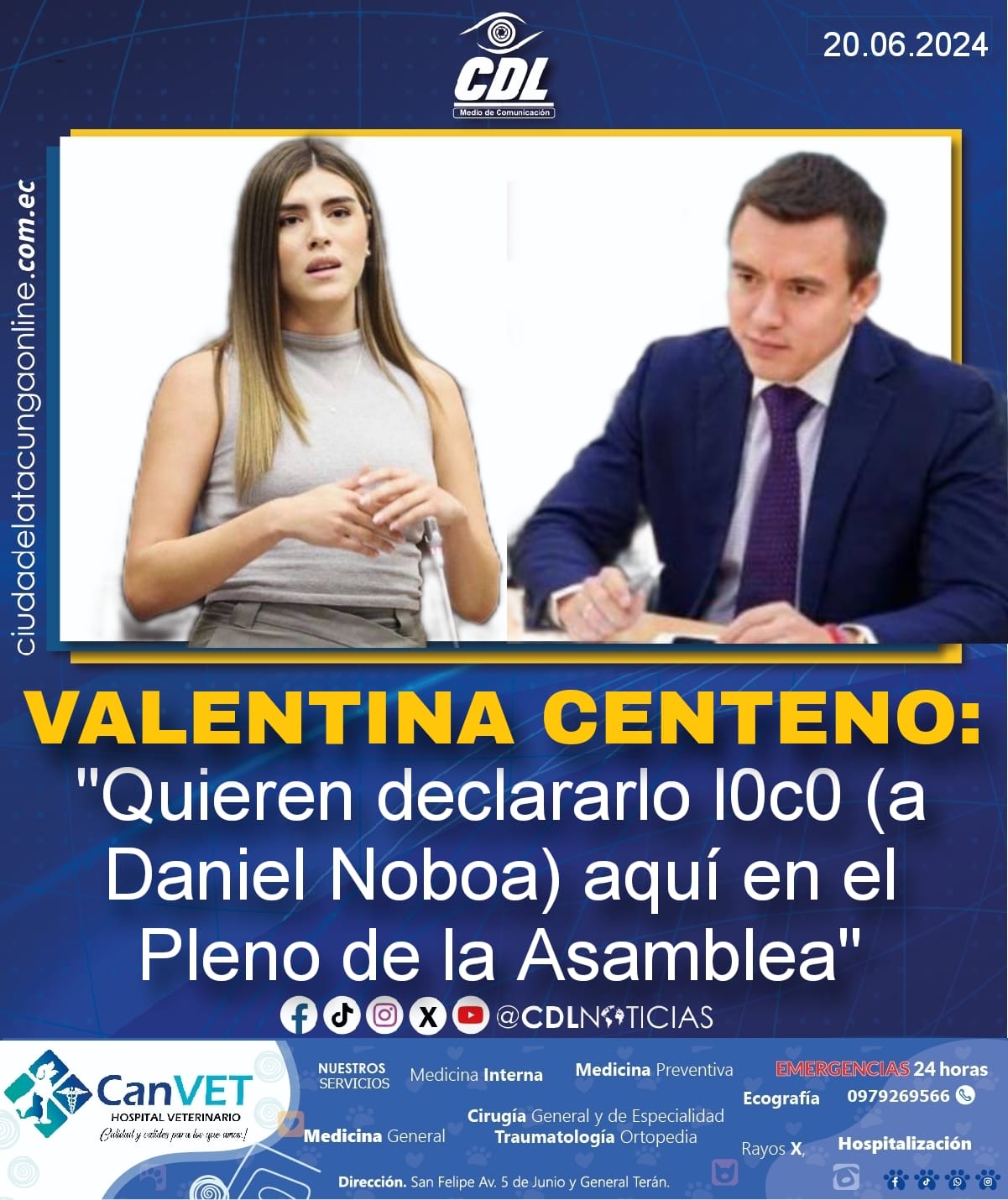 Valentina Centeno: «Quieren declararlo l0c0 (a Daniel Noboa) aquí en el Pleno de la Asamblea»