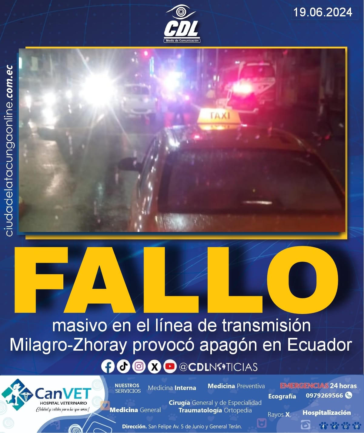 Fallo masivo en el línea de transmisión Milagro-Zhoray provocó apagón en Ecuador