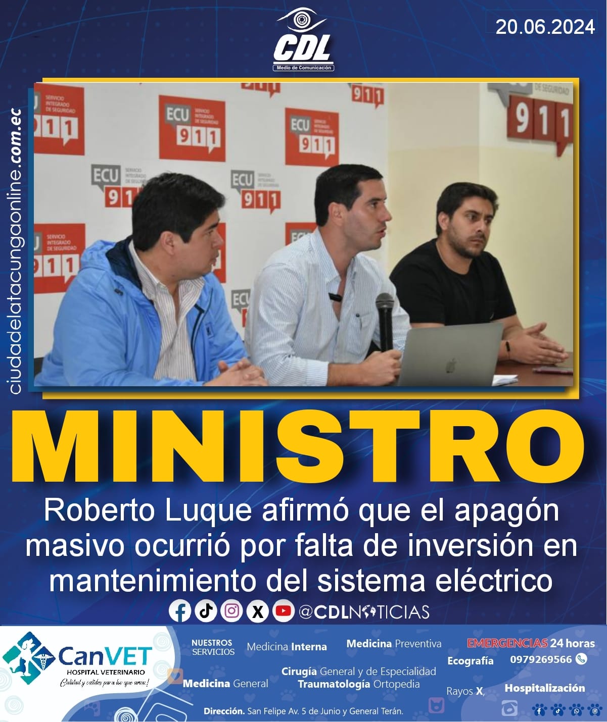 Ministro Roberto Luque afirmó que el apagón masivo ocurrió por falta de inversión en mantenimiento del sistema eléctrico