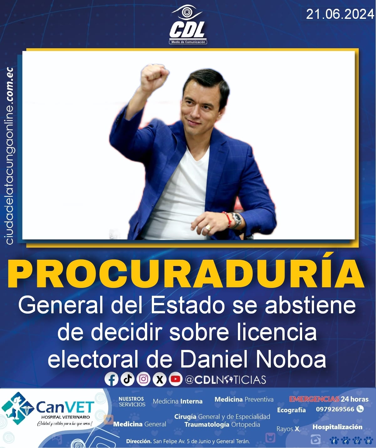 La Procuraduría General del Estado se abstiene de decidir sobre licencia electoral de Daniel Noboa