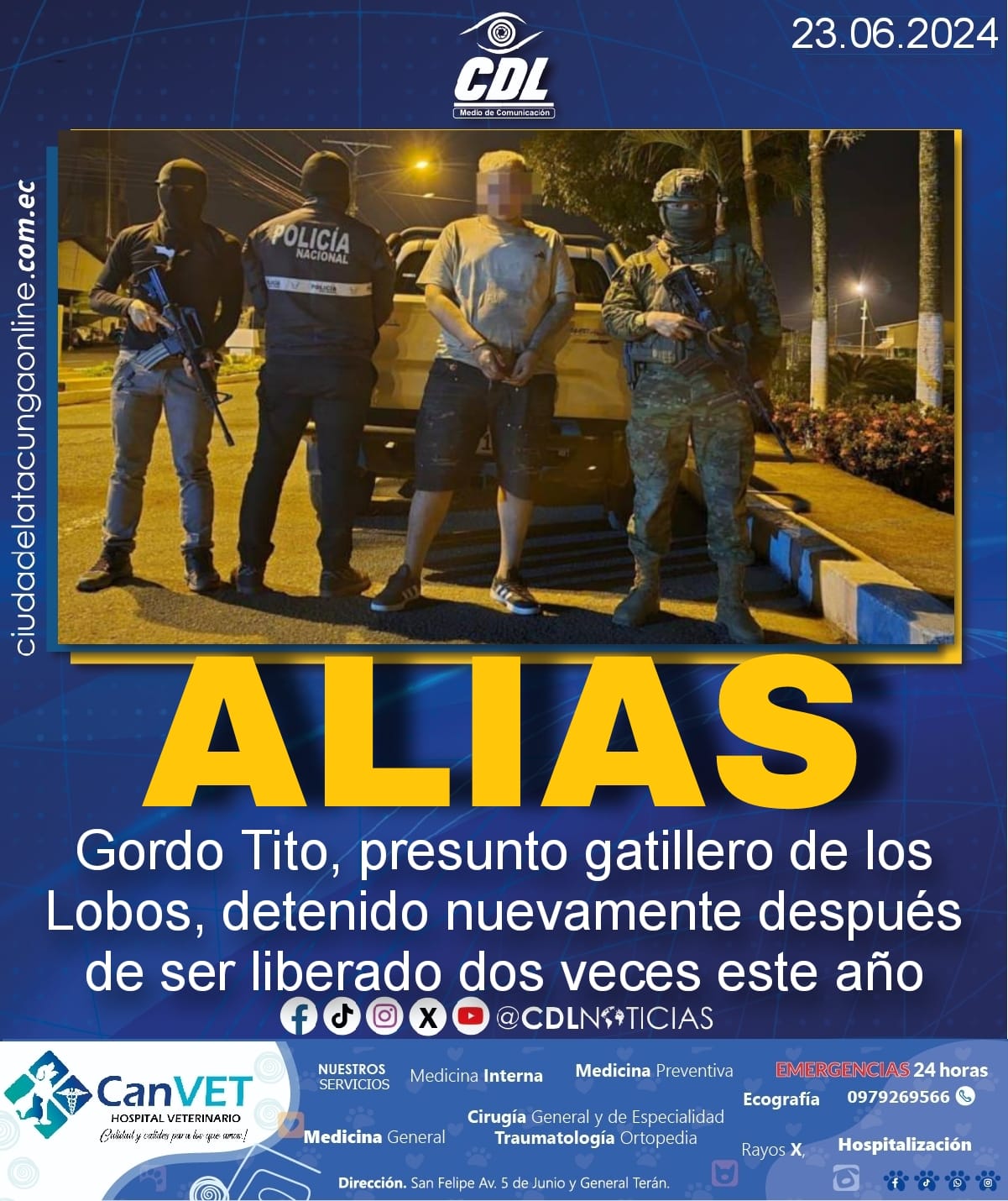 Alias Gordo Tito, presunto gatillero de los Lobos, detenido nuevamente después de ser liberado dos veces este año
