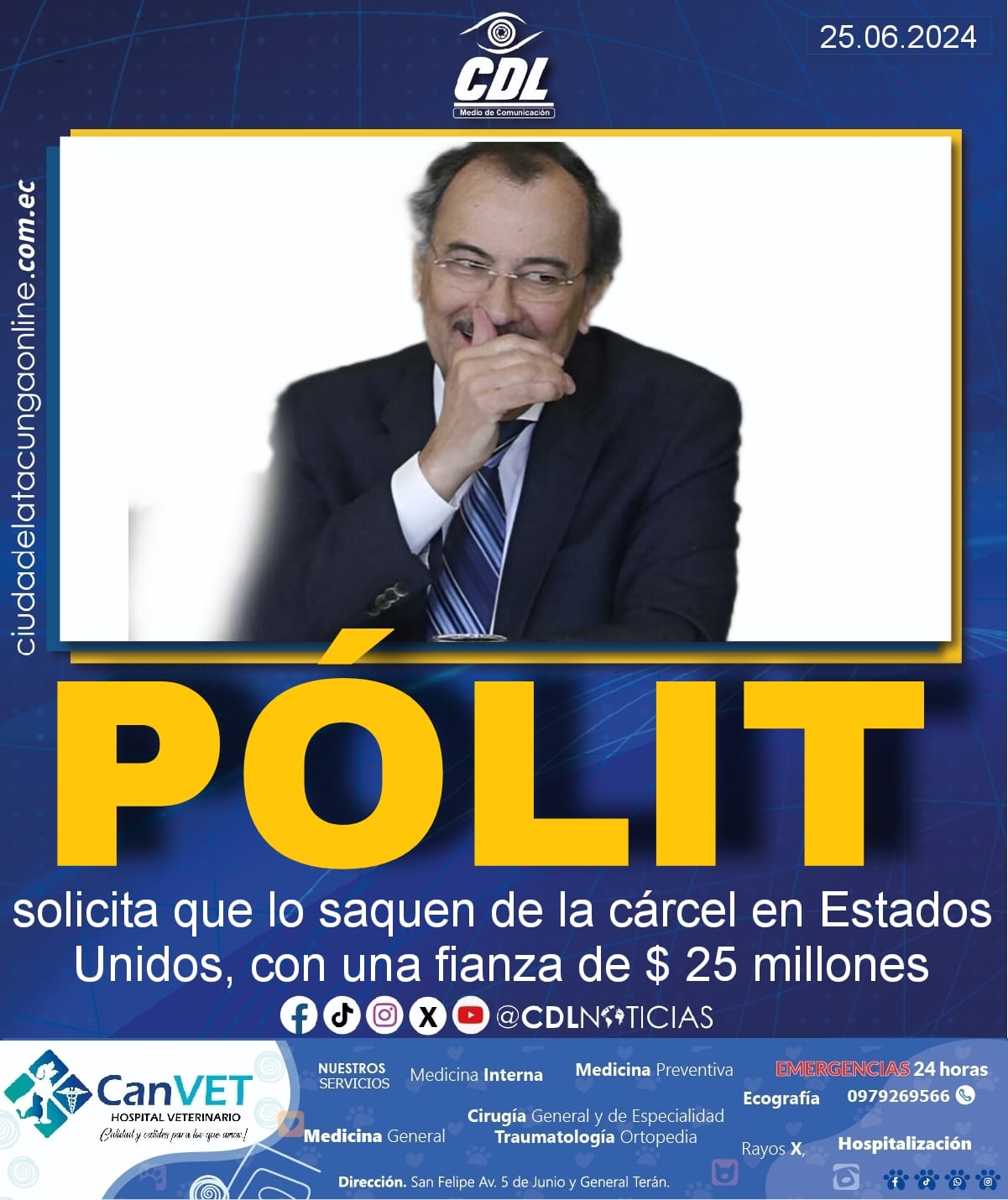Carlos Pólit solicita que lo saquen de la cárcel en Estados Unidos, con una fianza de $ 25 millones