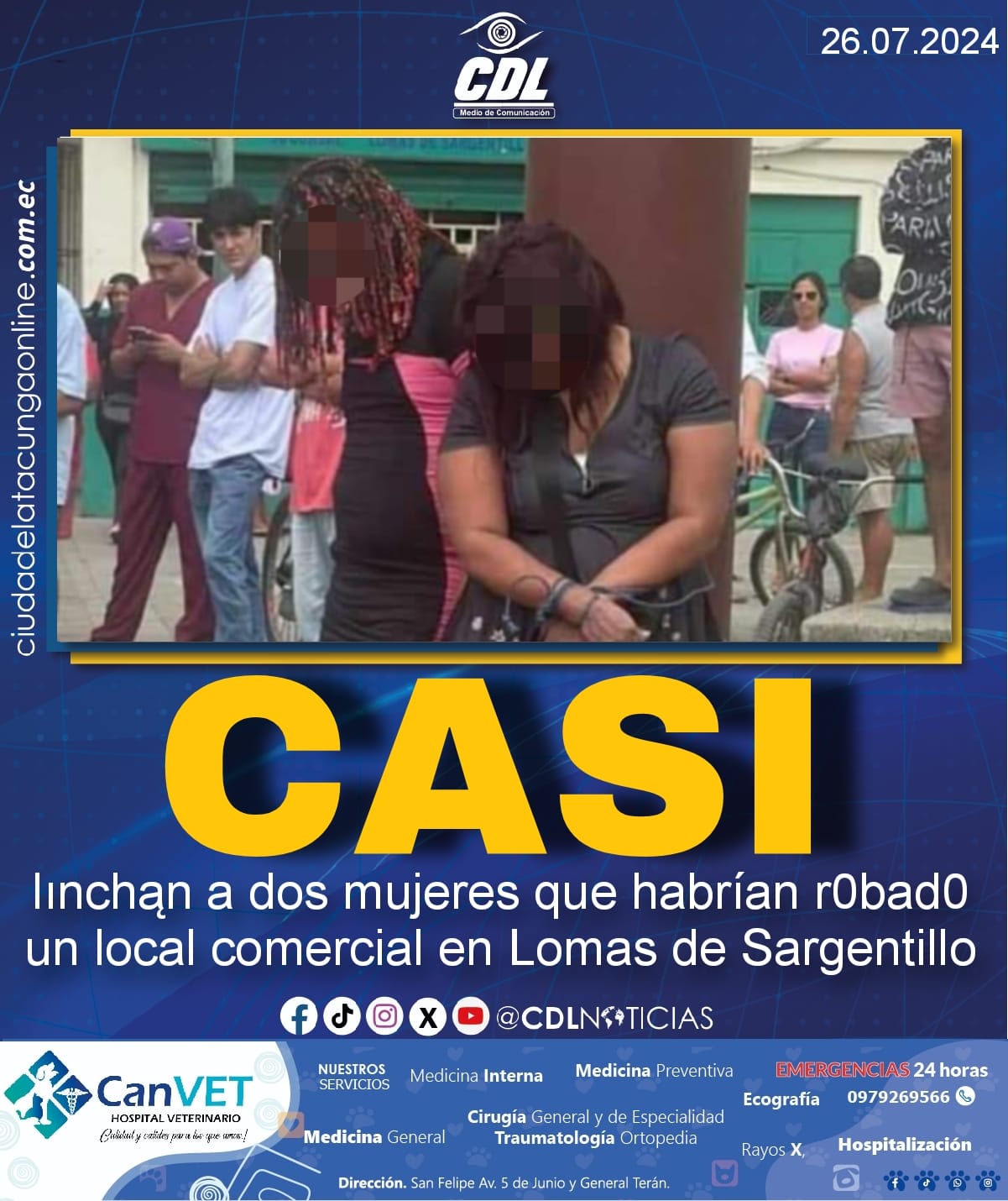 Casi lınchañąn a dos mujeres que habrían r0bad0 un local comercial en Lomas de Sargentillo
