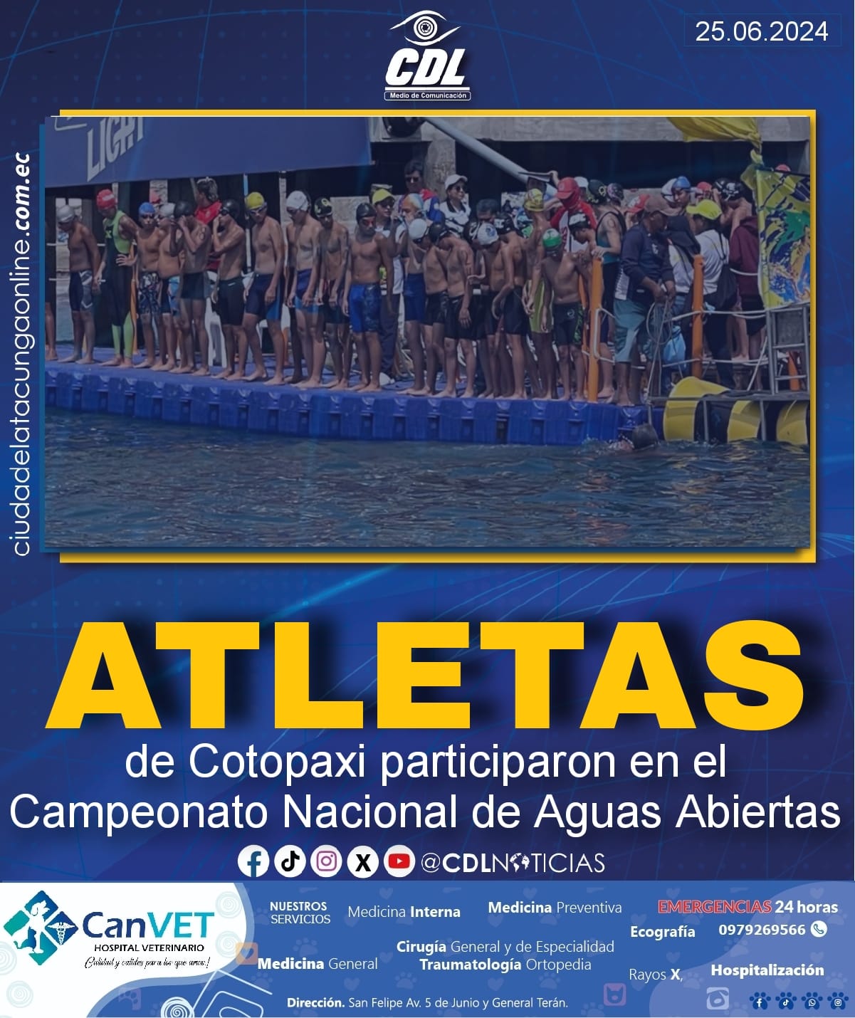 Atletas de Cotopaxi participaron en el Campeonato Nacional de Aguas Abiertas “Eduardo Serrano Alvarado”