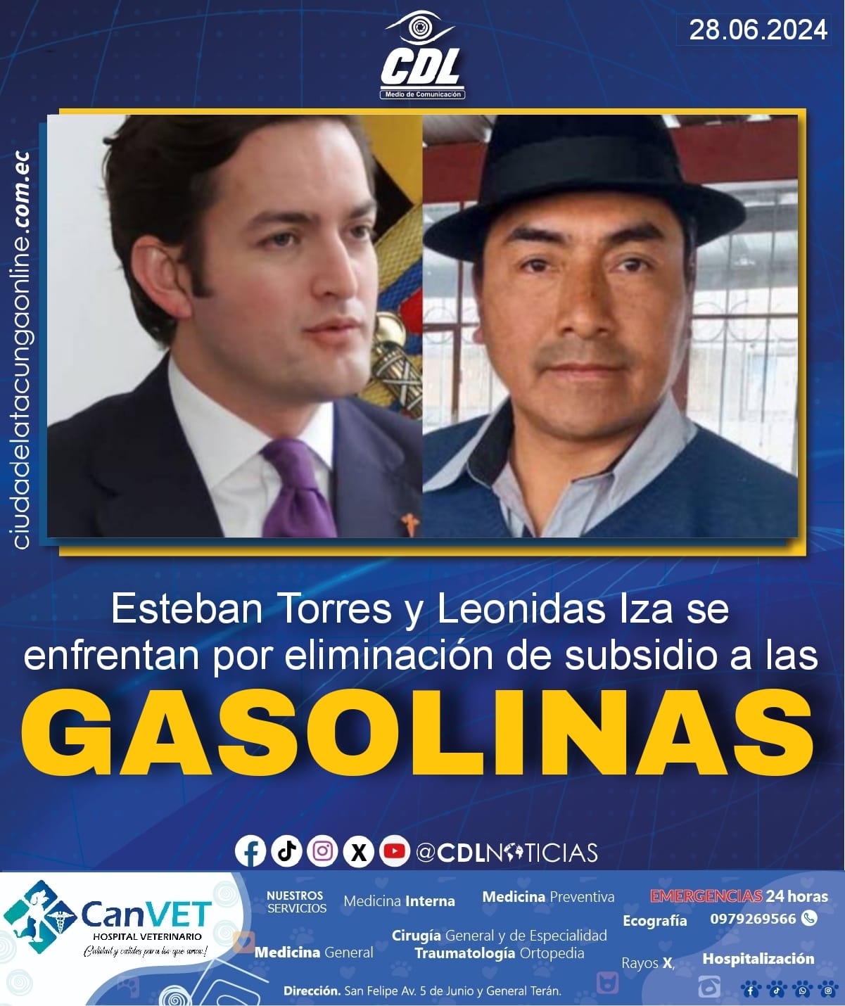 Esteban Torres y Leonidas Iza se enfrentan por eliminación de subsidio a las gasolinas
