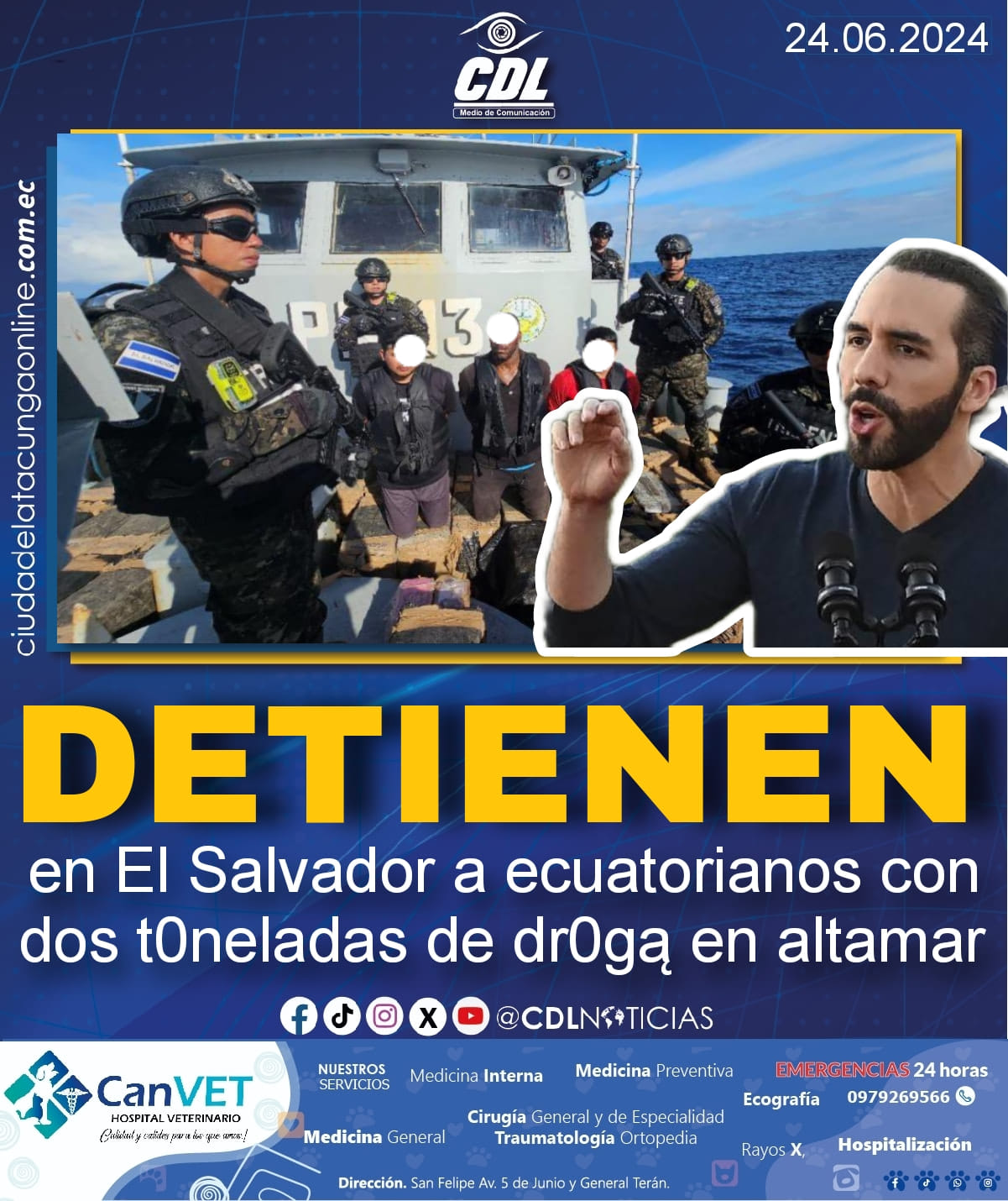 Detienen en El Salvador a ecuatorianos con dos t0neladas de dr0gą en altamar