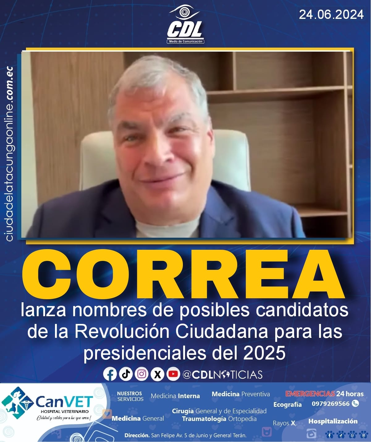 Rafael Correa lanza nombres de posibles candidatos de la Revolución Ciudadana para las presidenciales del 2025