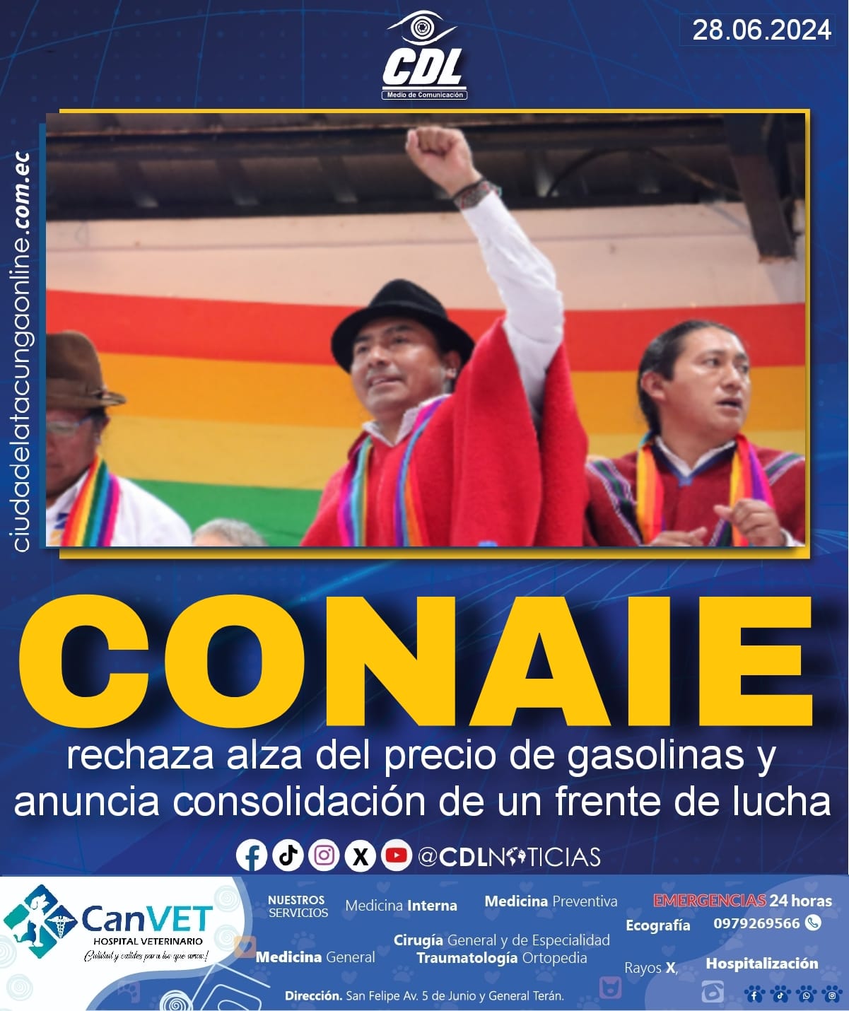 Conaie rechaza alza del precio de gasolinas y anuncia consolidación de un frente de lucha