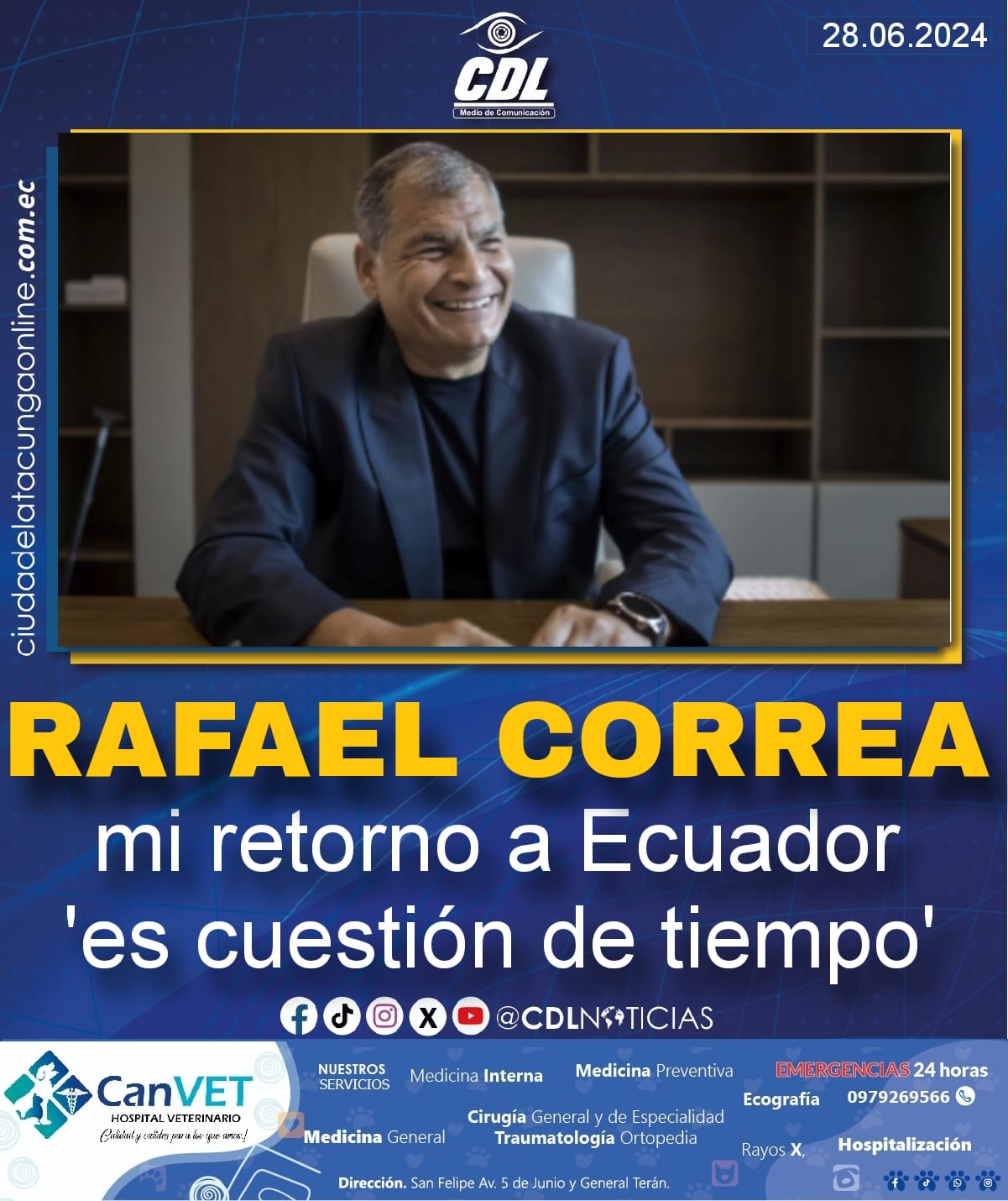 Rafael Correa: mi retorno a Ecuador «es cuestión de tiempo»
