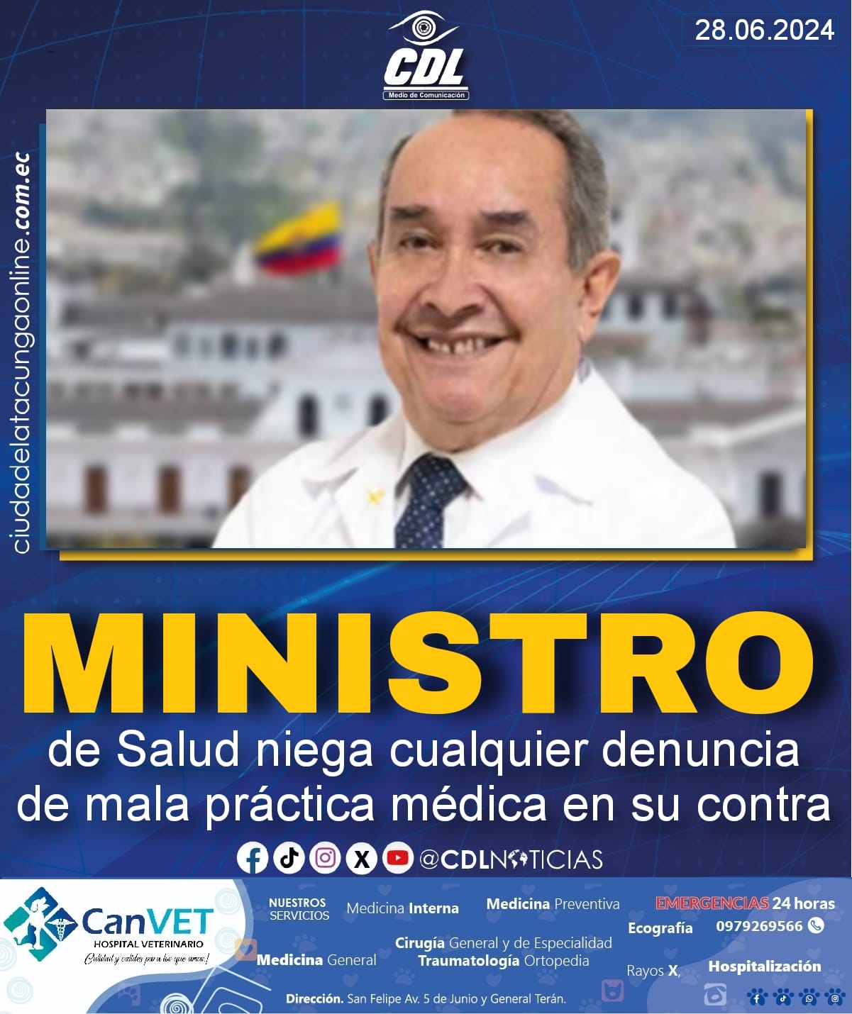Ministro de Salud niega cualquier denuncia de mala práctica médica en su contra