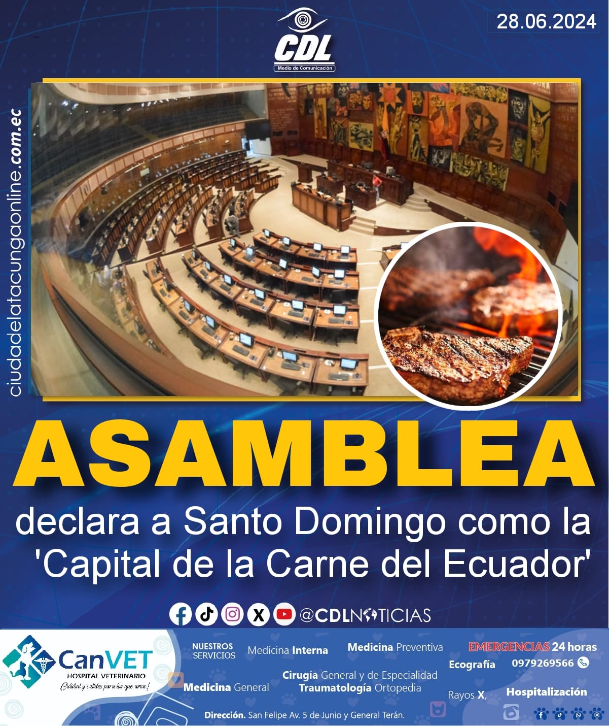 La Asamblea Nacional declara a Santo Domingo como «La capital de la carne del Ecuador»