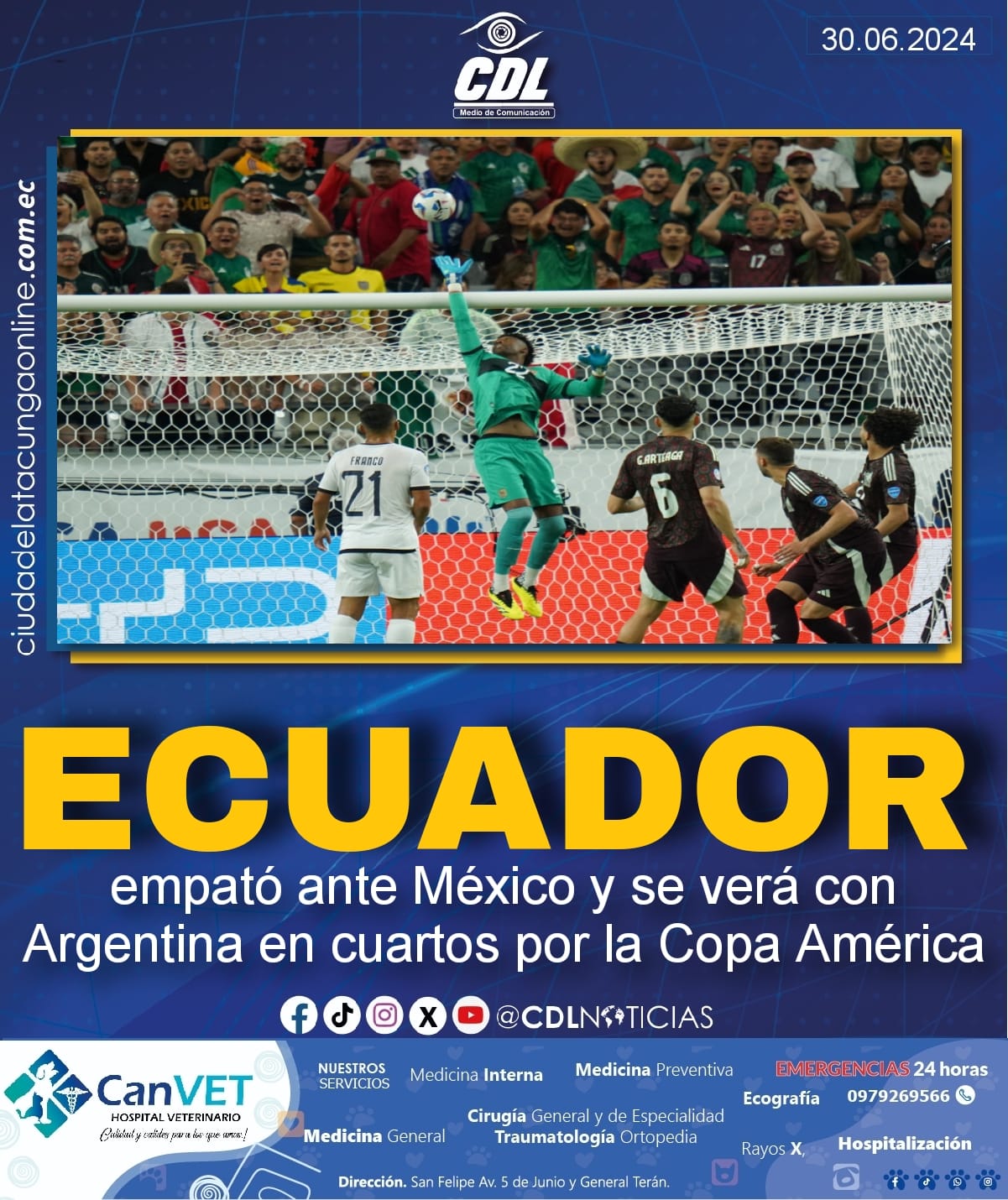 Ecuador empató ante México y se verá con Argentina en cuartos por la Copa América