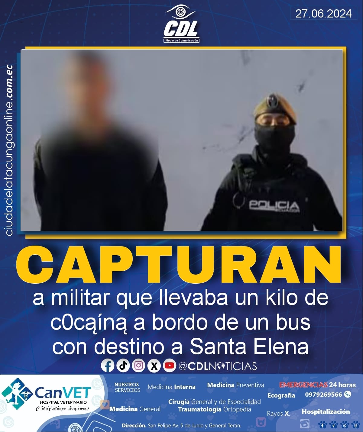 Capturan a militar que llevaba un kilo de c0cąína a bordo de un bus con destino a Santa Elena