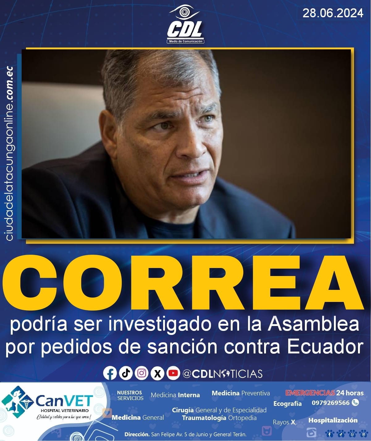 Rafael Correa podría ser investigado en la Asamblea por pedidos de sanción contra Ecuador
