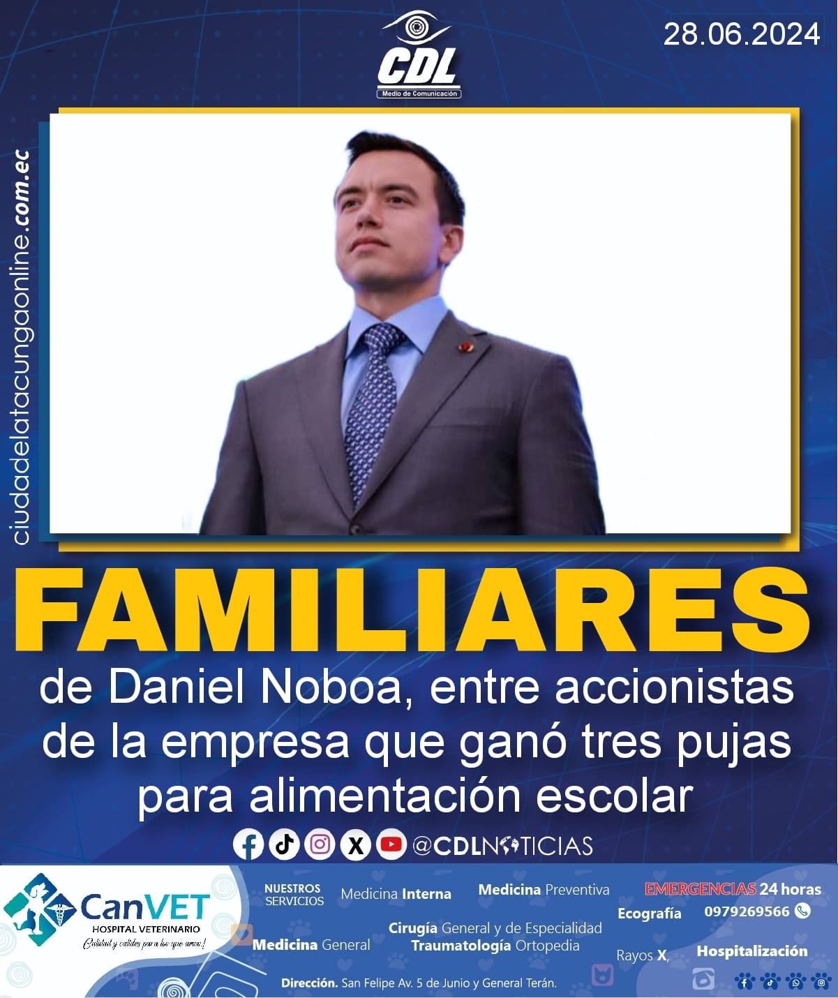 Los familiares de Daniel Noboa, entre accionistas de la empresa que ganó tres pujas para alimentación escolar