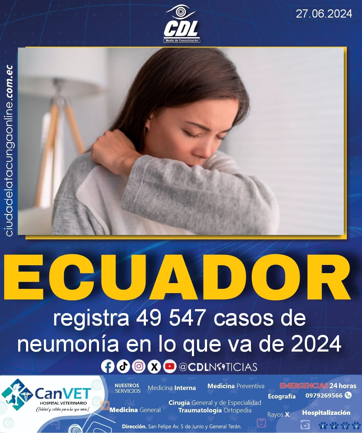 Ecuador registra 49 547 casos de neumonía en lo que va de 2024