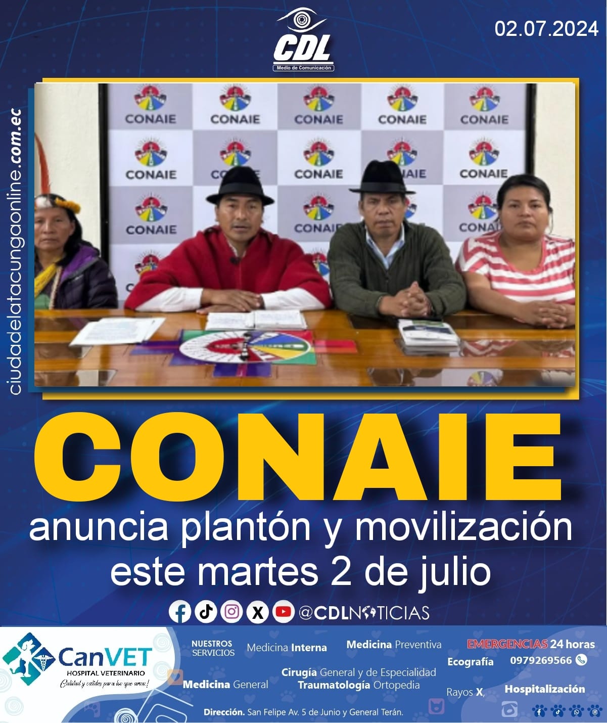 La Conaie anuncia plantón y movilización este martes 2 de julio