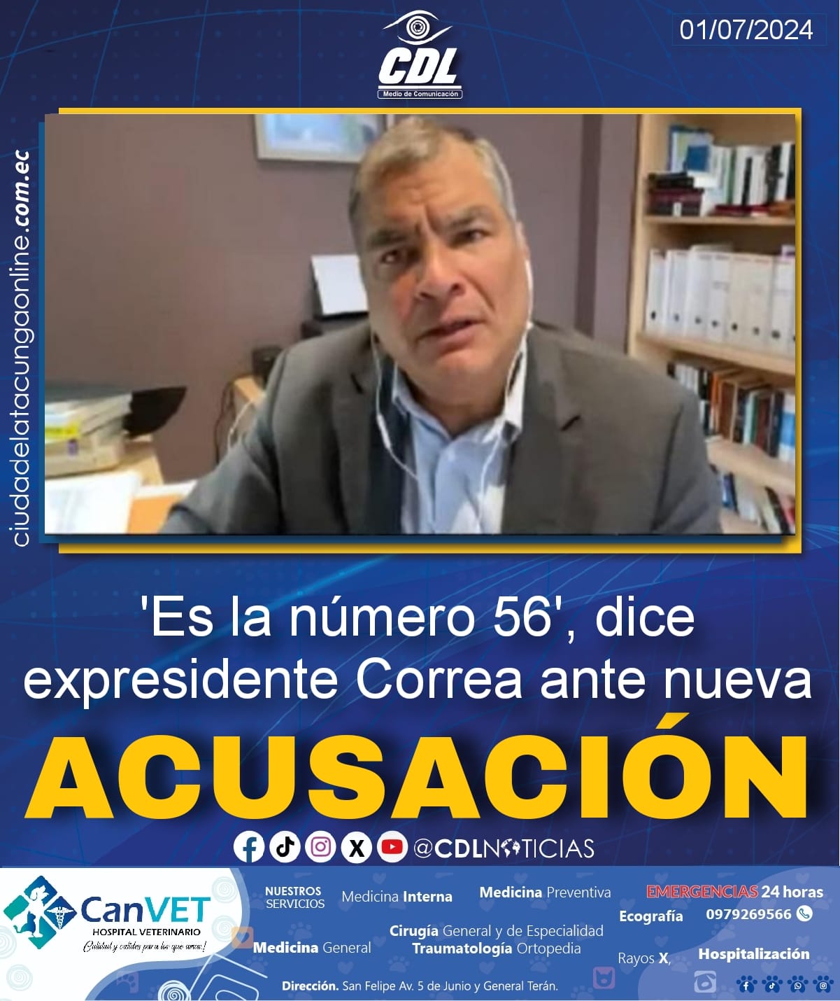‘Es el número 56’, dice expresidente Correa ante nueva acusación