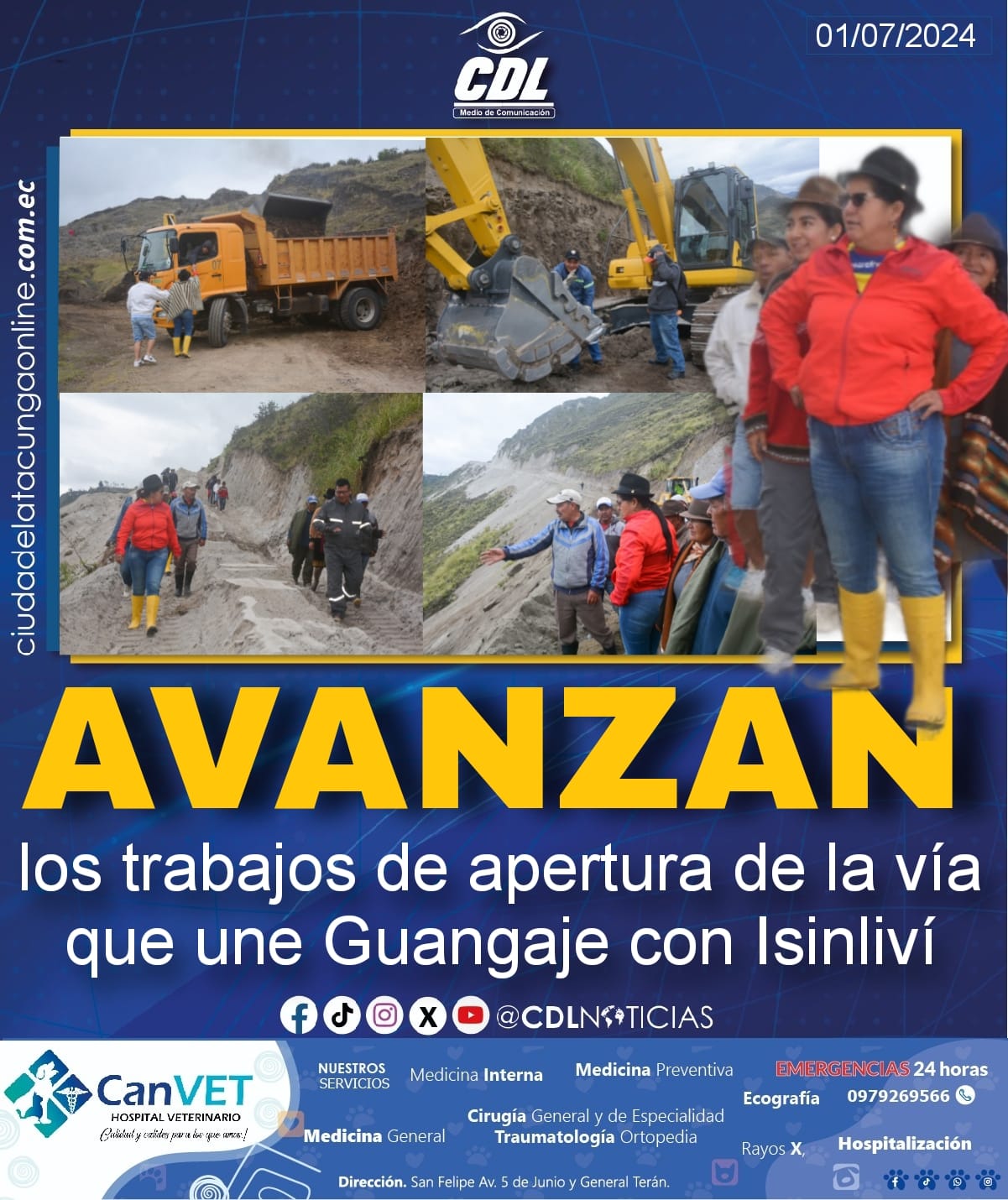 Avanzan los trabajos de apertura de la vía que unne Guangaje con Isinliví