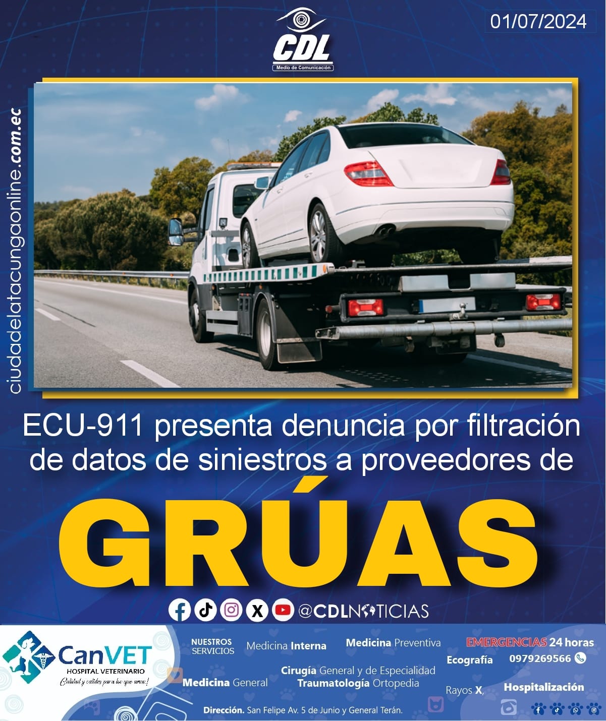 ECU-911 presenta denuncia por filtración de datos de siniestros a proveedores de grúas