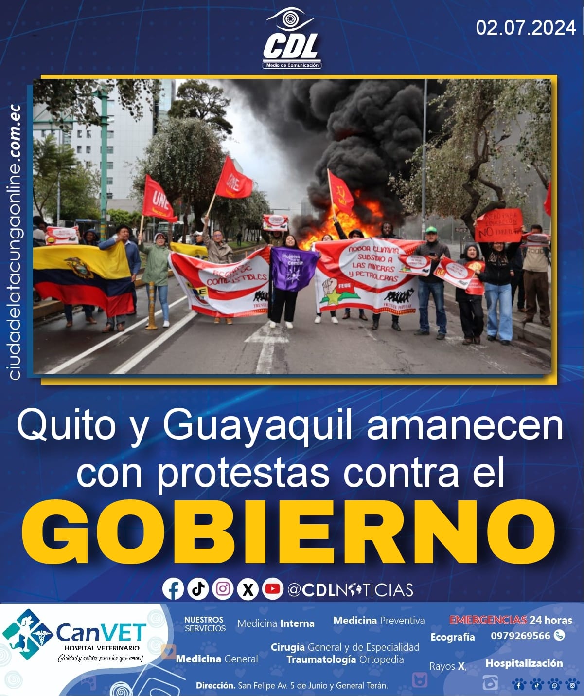 Quito y Guayaquil amanecen con protestas contra el Gobierno